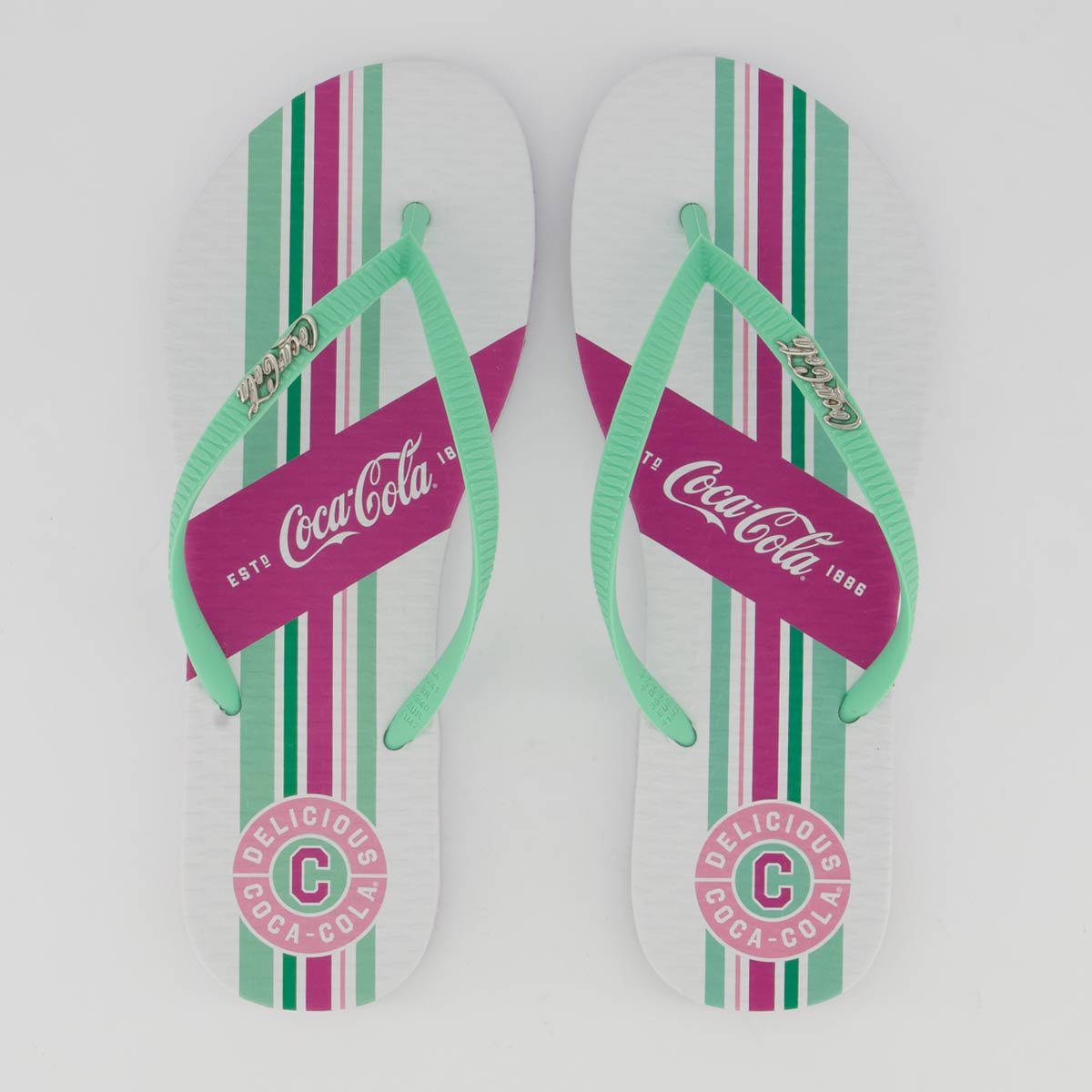 Chinelo Coca Cola Stripe Sport Feminino Branco e Verde Verde 1