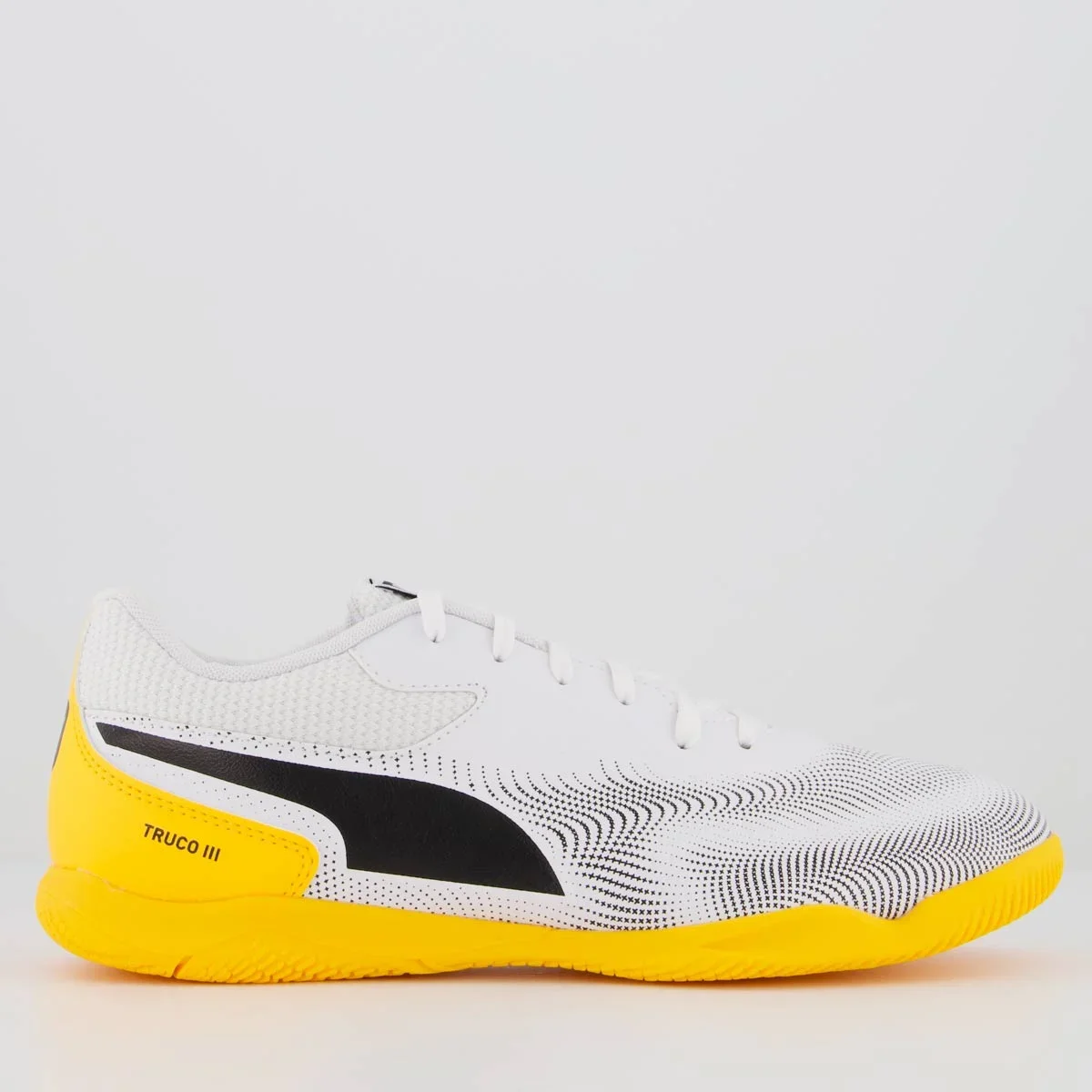 Chuteira Puma Truco III Futsal Branca e Laranja