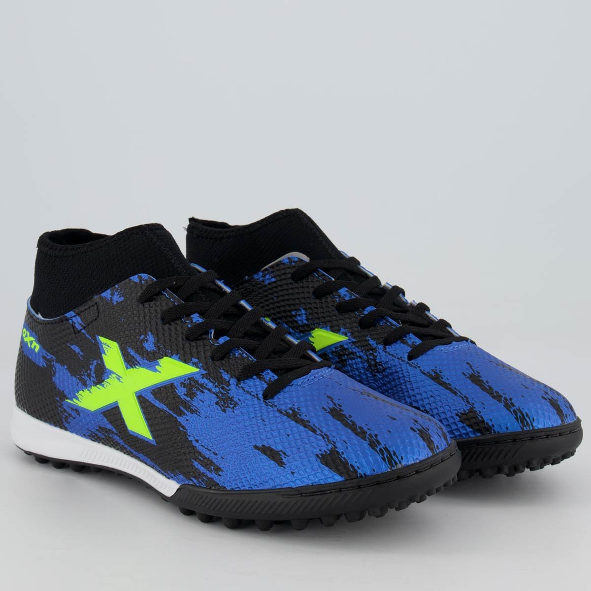 Chuteira Oxn Fusion Grip 3 Neo Society Preta e Azul Preto 2