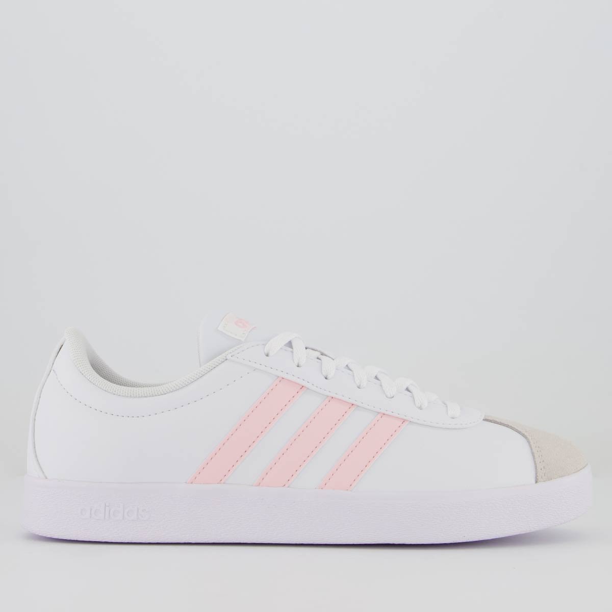 Tênis Adidas VL Court Base Feminino Branco e Pink
