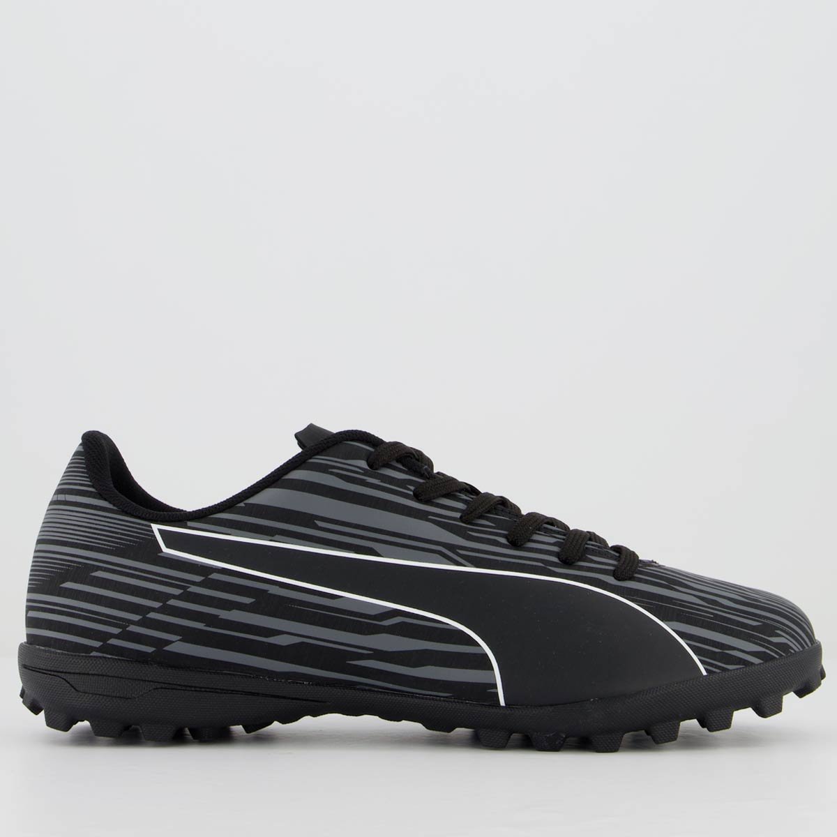 Chuteira Puma Rapido III TT BDP Society Preta e Cinza Preto/Cinza 1