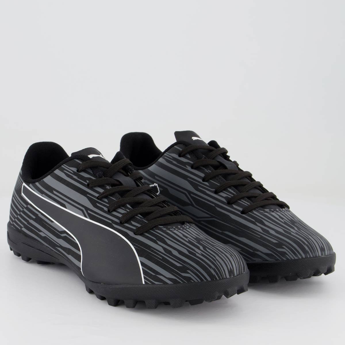 Chuteira Puma Rapido III TT BDP Society Preta e Cinza Preto/Cinza 2