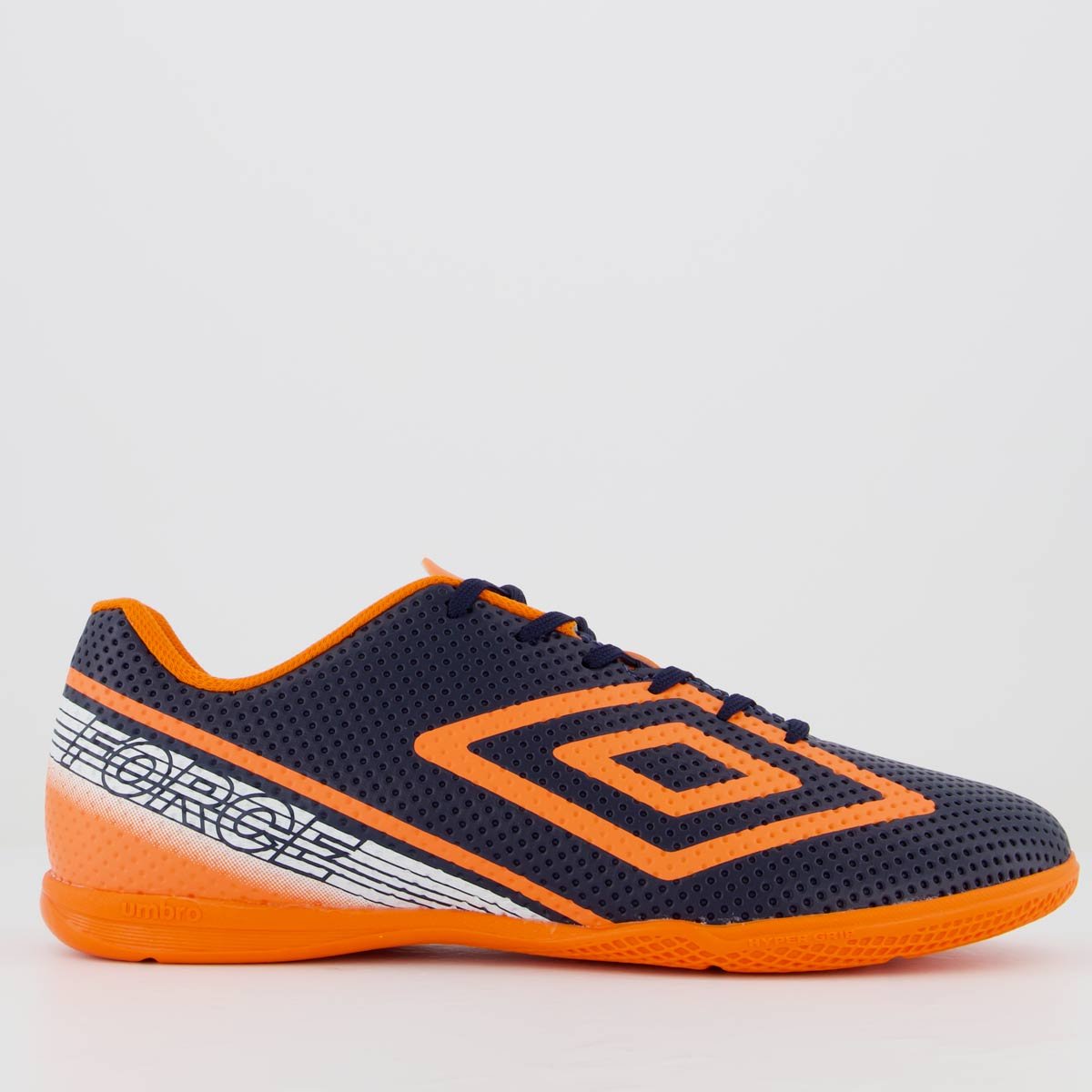 Chuteira Umbro Force Futsal Marinho e Laranja Azul 1