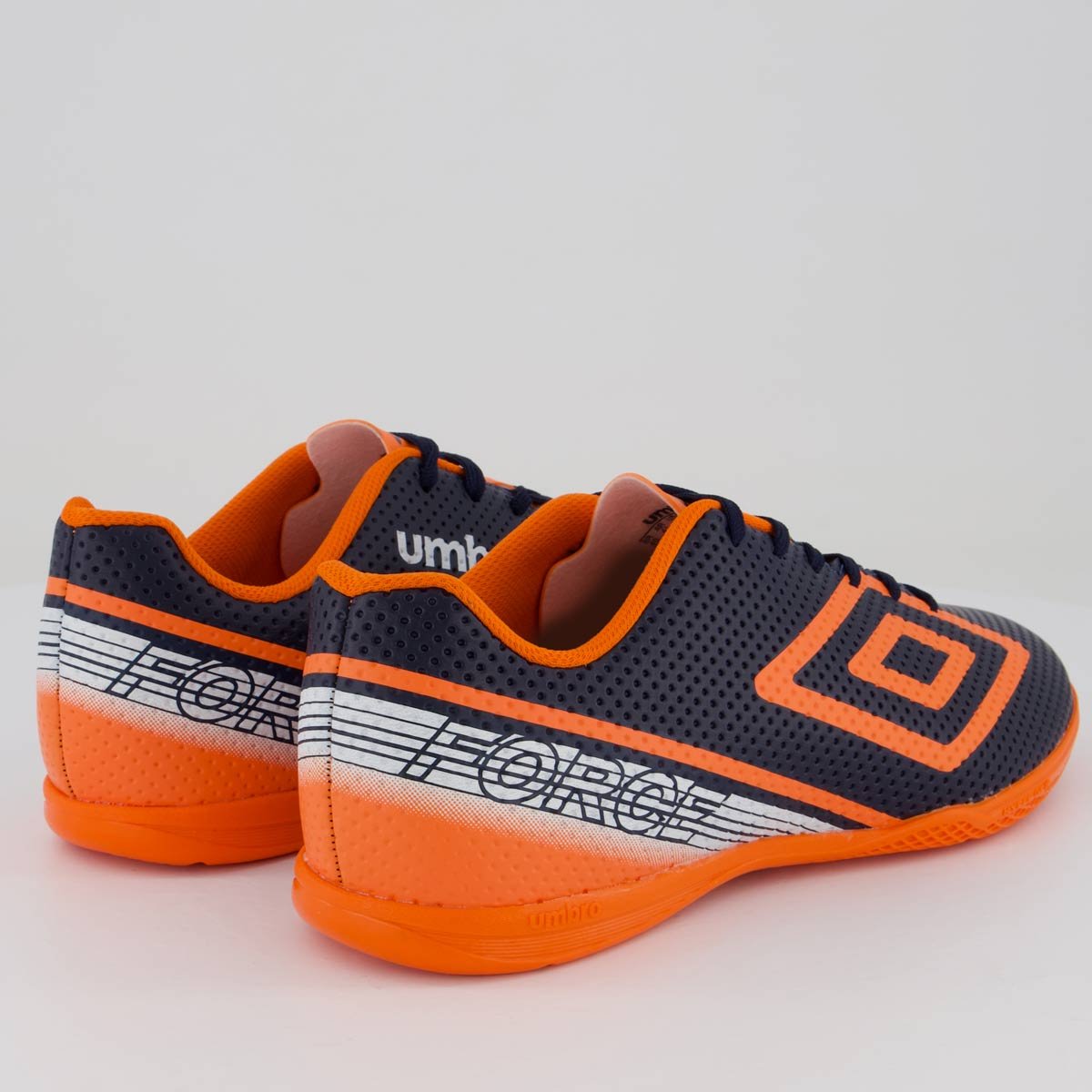 Chuteira Umbro Force Futsal Marinho e Laranja Azul 3