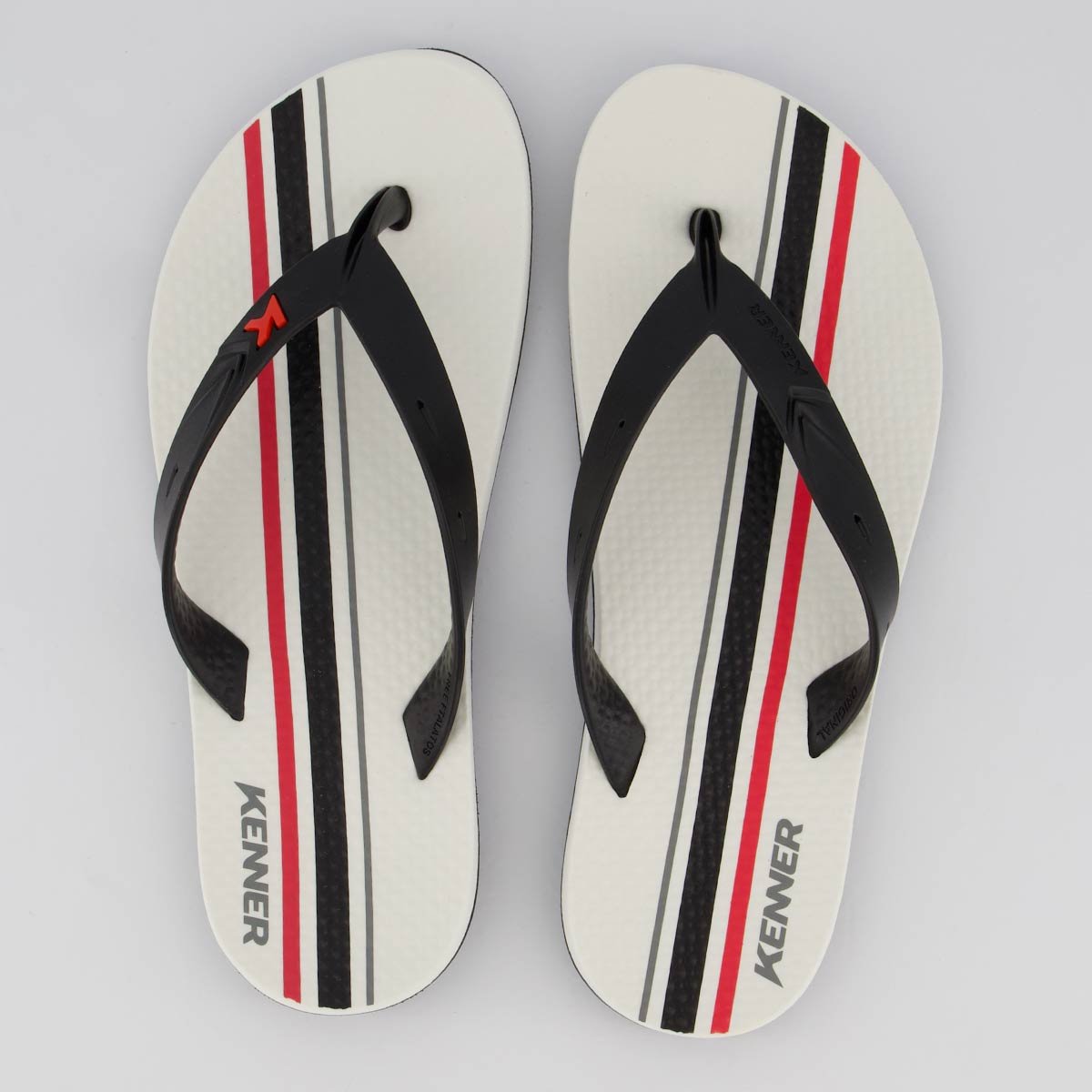 Chinelo Kenner Summer Long Branco Preto e Vermelho Vermelho 1