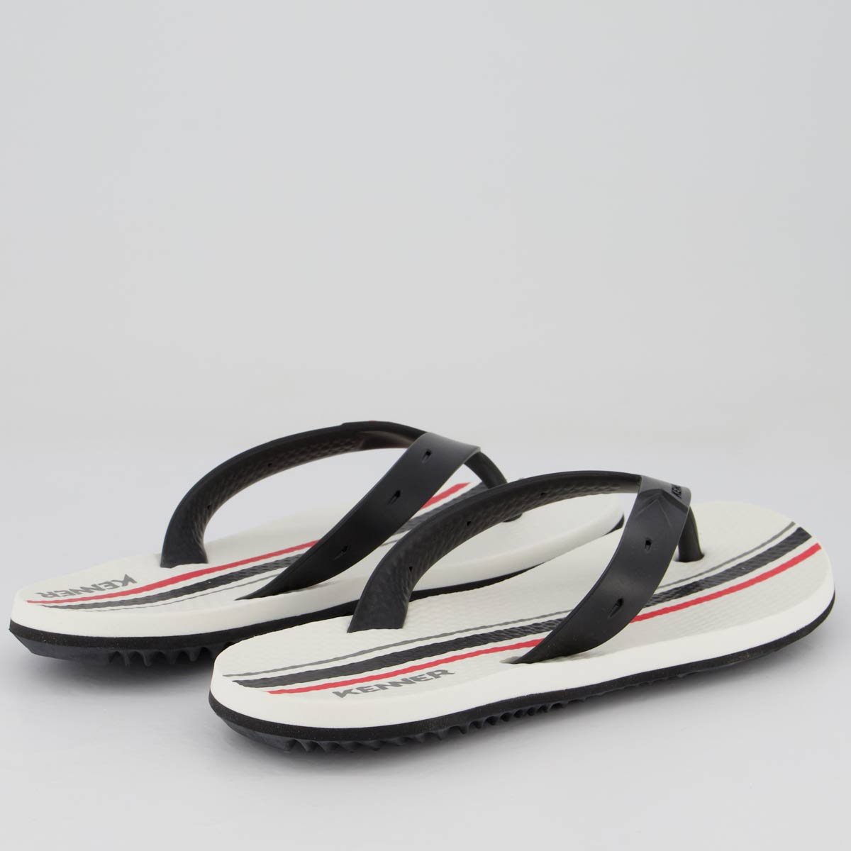 Chinelo Kenner Summer Long Branco Preto e Vermelho Vermelho 4