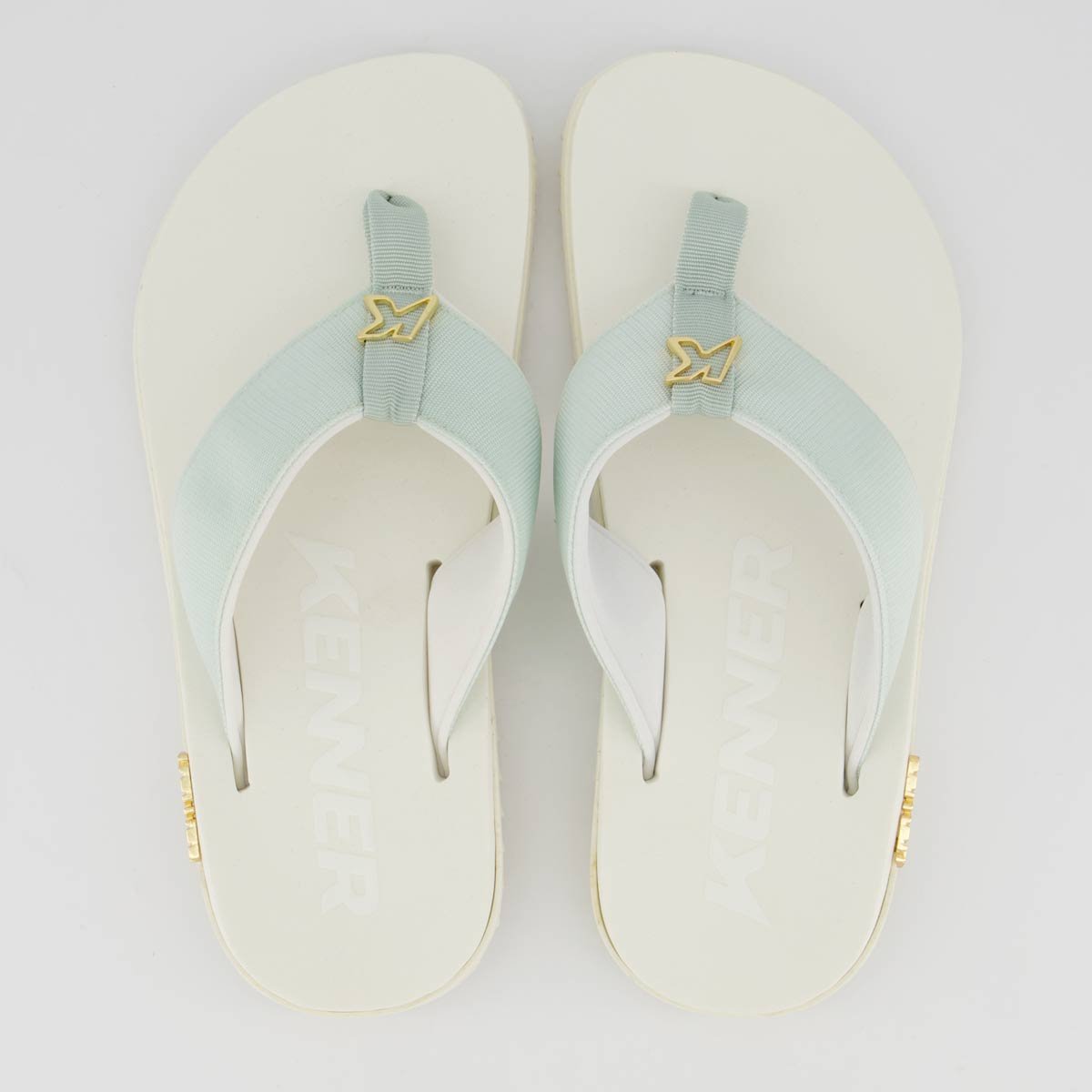 Chinelo Kenner Kivah Branco e Turquesa Branco/Azul 1