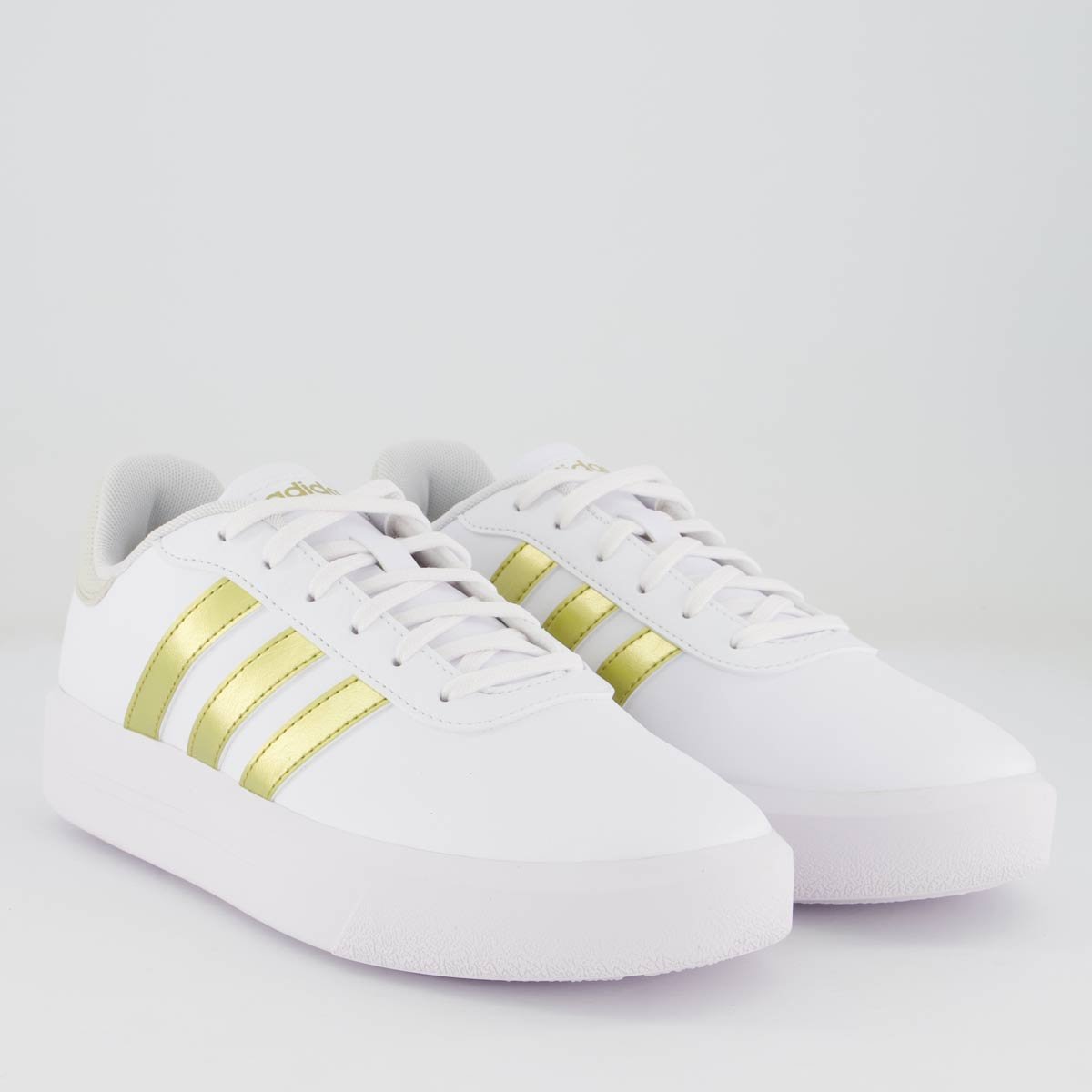 Tênis Adidas Court Platform Feminino Branco e Dourado Branco 2