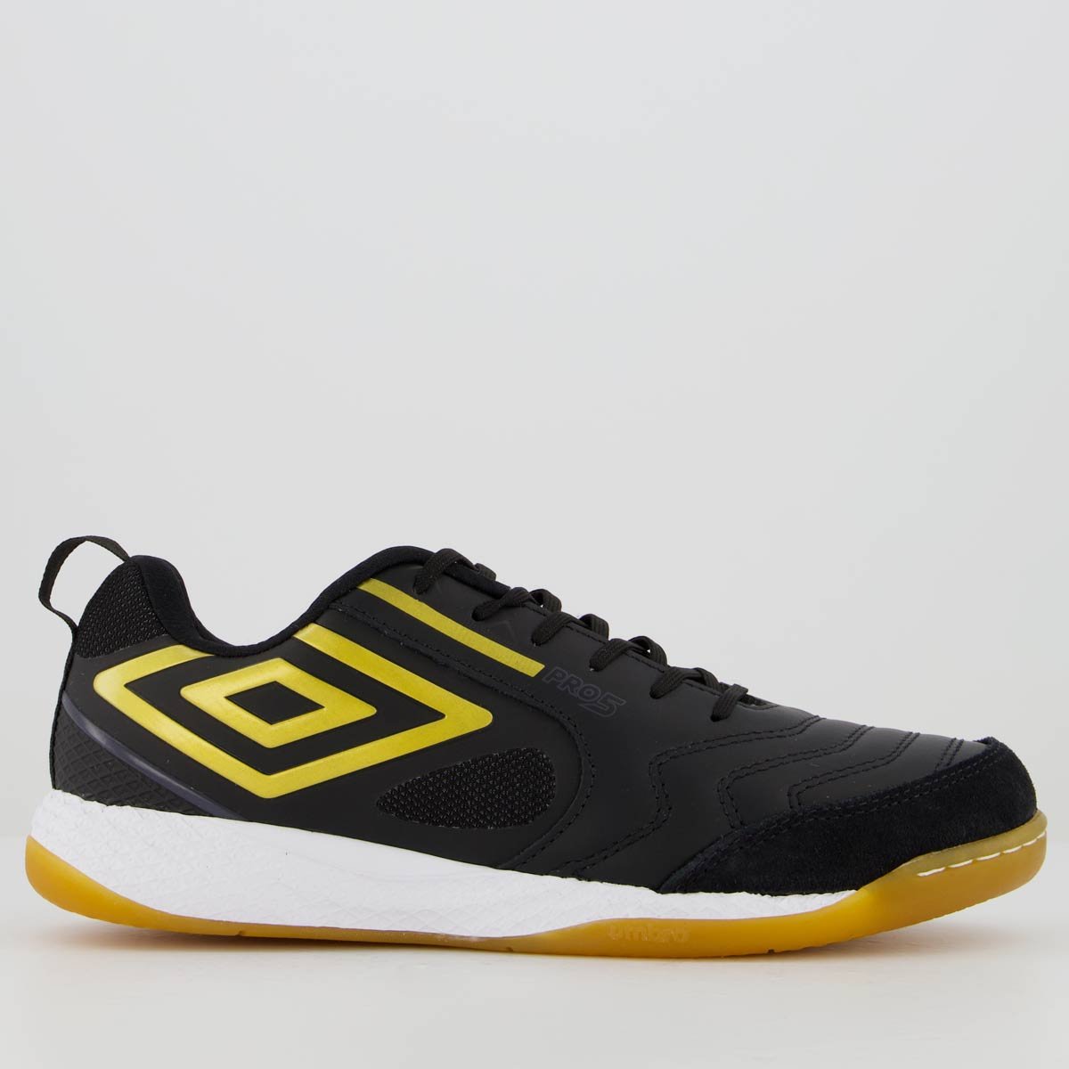 Chuteira Umbro Pro 5 Bump Futsal Preta e Dourada Preto 2