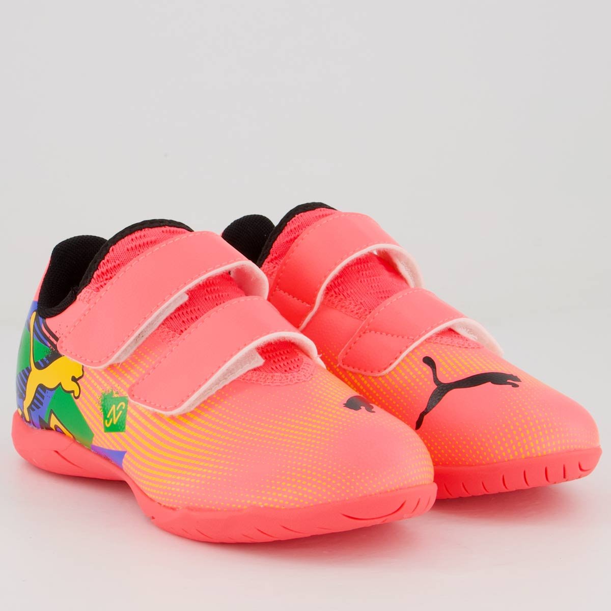 Chuteira Puma Future 7 Play Neymar Jr NJR IT V PS BDP Futsal Kids Rosa Rosa/Azul 2
