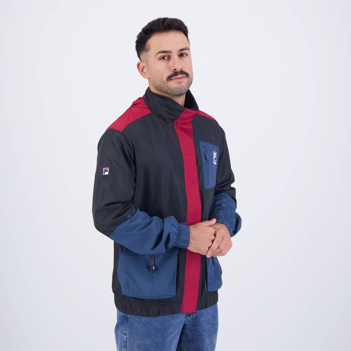 Jaqueta Fila Pocket Preta e Vermelha Preto/Azul/Vermelho 2
