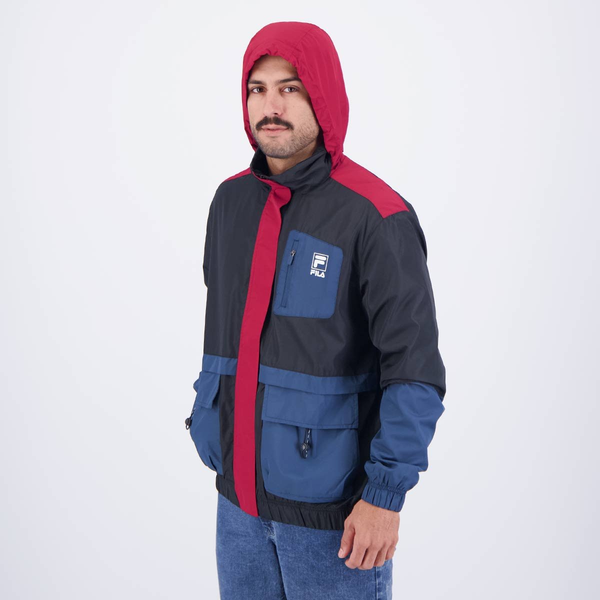 Jaqueta Fila Pocket Preta e Vermelha Preto/Azul/Vermelho 3