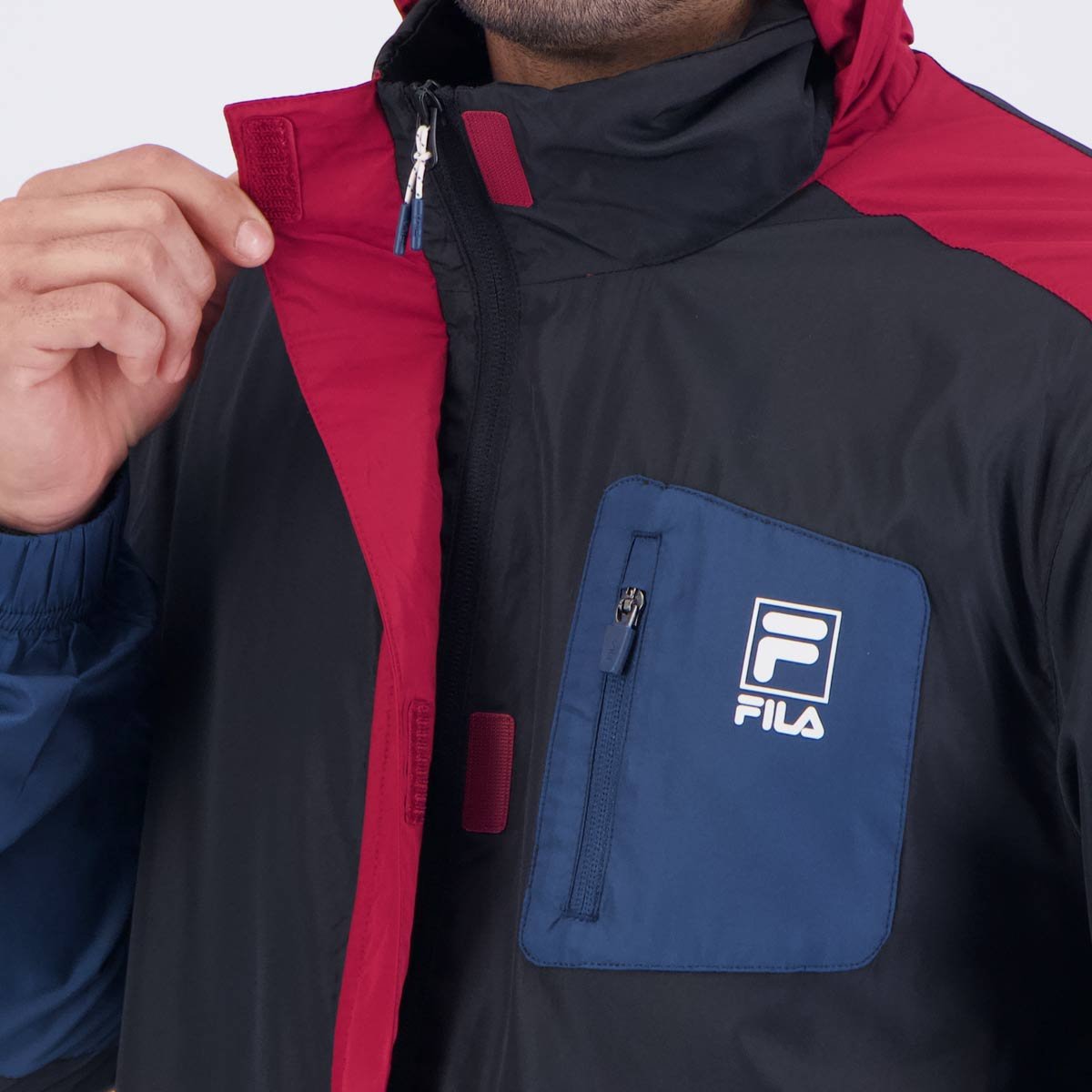 Jaqueta Fila Pocket Preta e Vermelha Preto/Azul/Vermelho 5