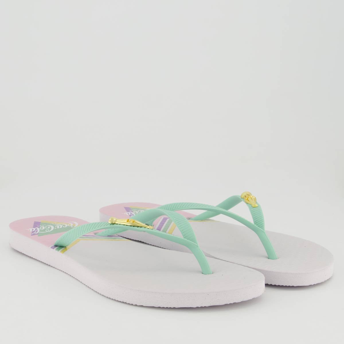 Chinelo Coca Cola Leeds Feminino Branco e Verde Verde 3