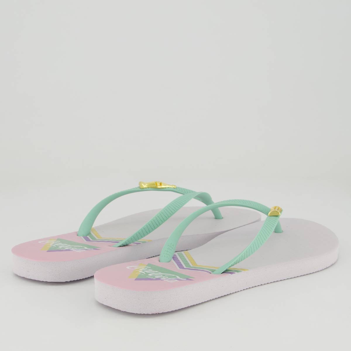 Chinelo Coca Cola Leeds Feminino Branco e Verde Verde 4