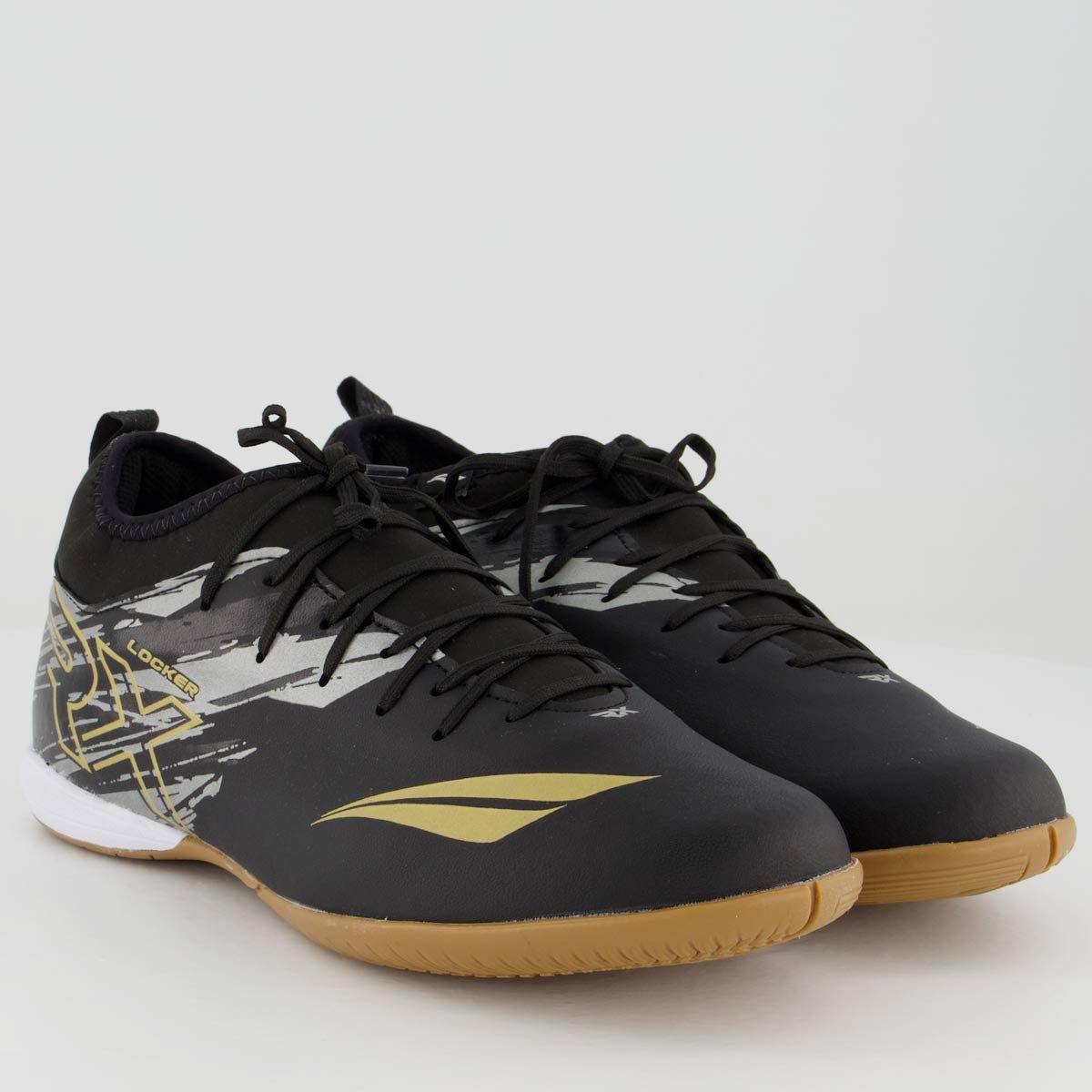 Chuteira Penalty RX Locker Y-4 Futsal Preta e Dourada Preto 2