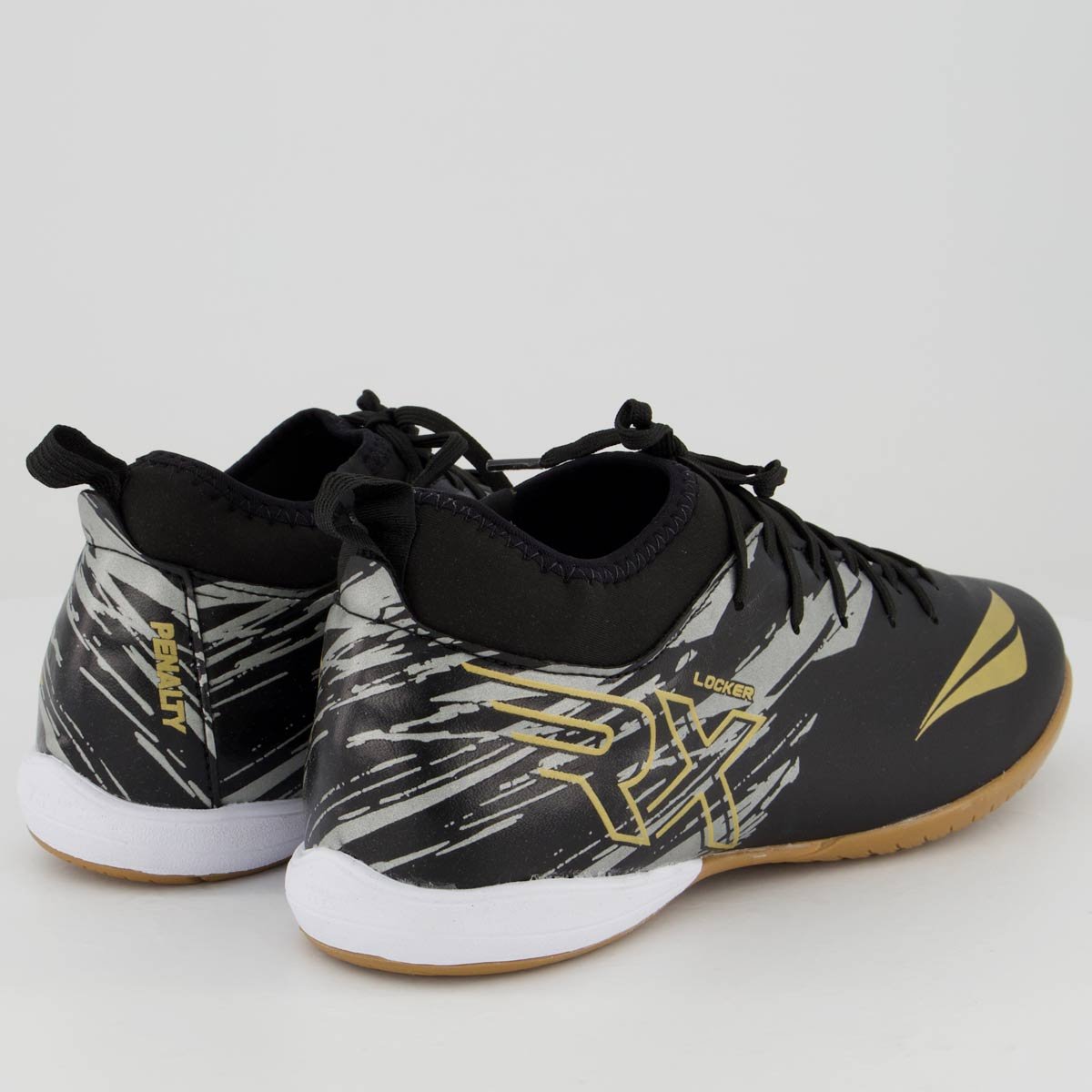 Chuteira Penalty RX Locker Y-4 Futsal Preta e Dourada Preto 3