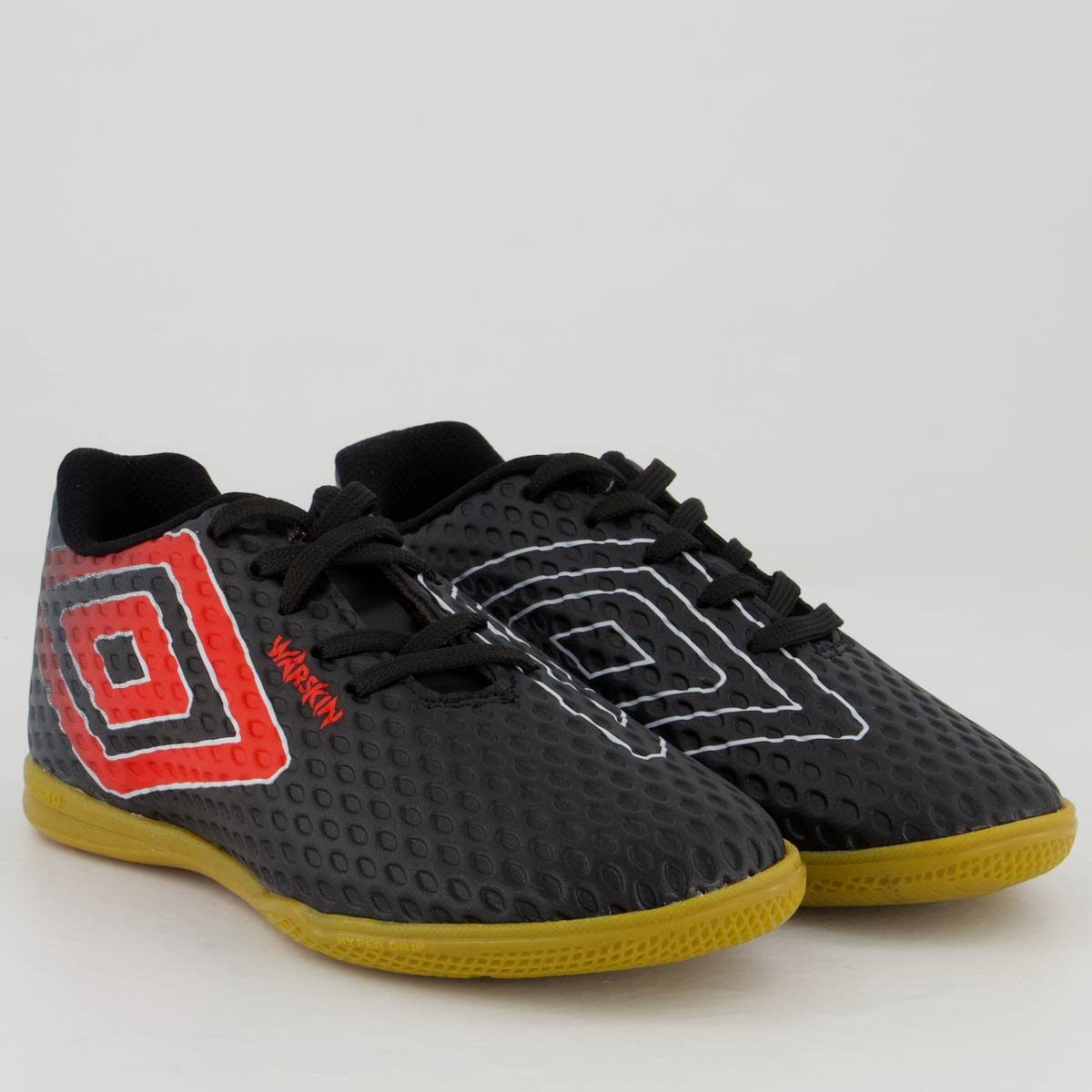 Chuteira Umbro Warskin Futsal Juvenil Preta e Vermelha Preto 2
