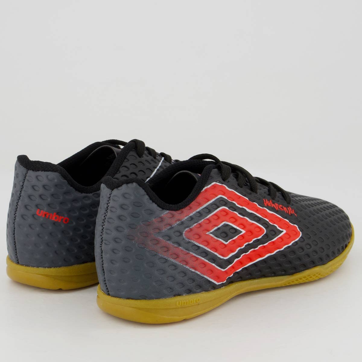 Chuteira Umbro Warskin Futsal Juvenil Preta e Vermelha Preto 3