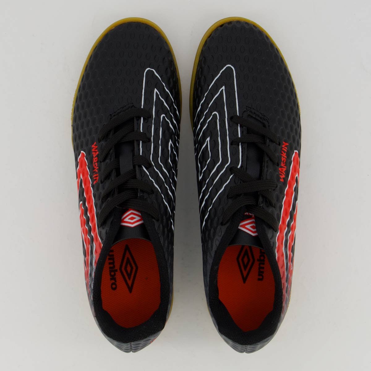 Chuteira Umbro Warskin Futsal Juvenil Preta e Vermelha Preto 4