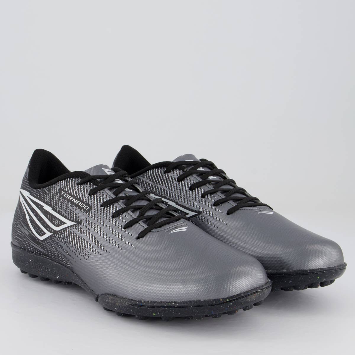 Chuteira Penalty Tornado Society Preto e Prata Cinza 2