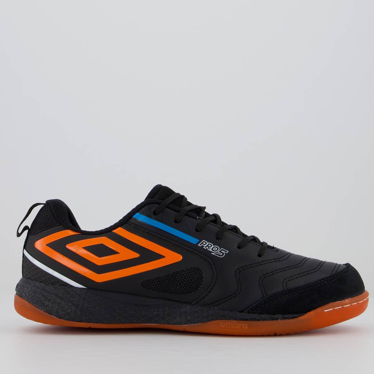Chuteira Umbro Pro 5 Bump Futsal Preta e Laranja Preto/Laranja 1