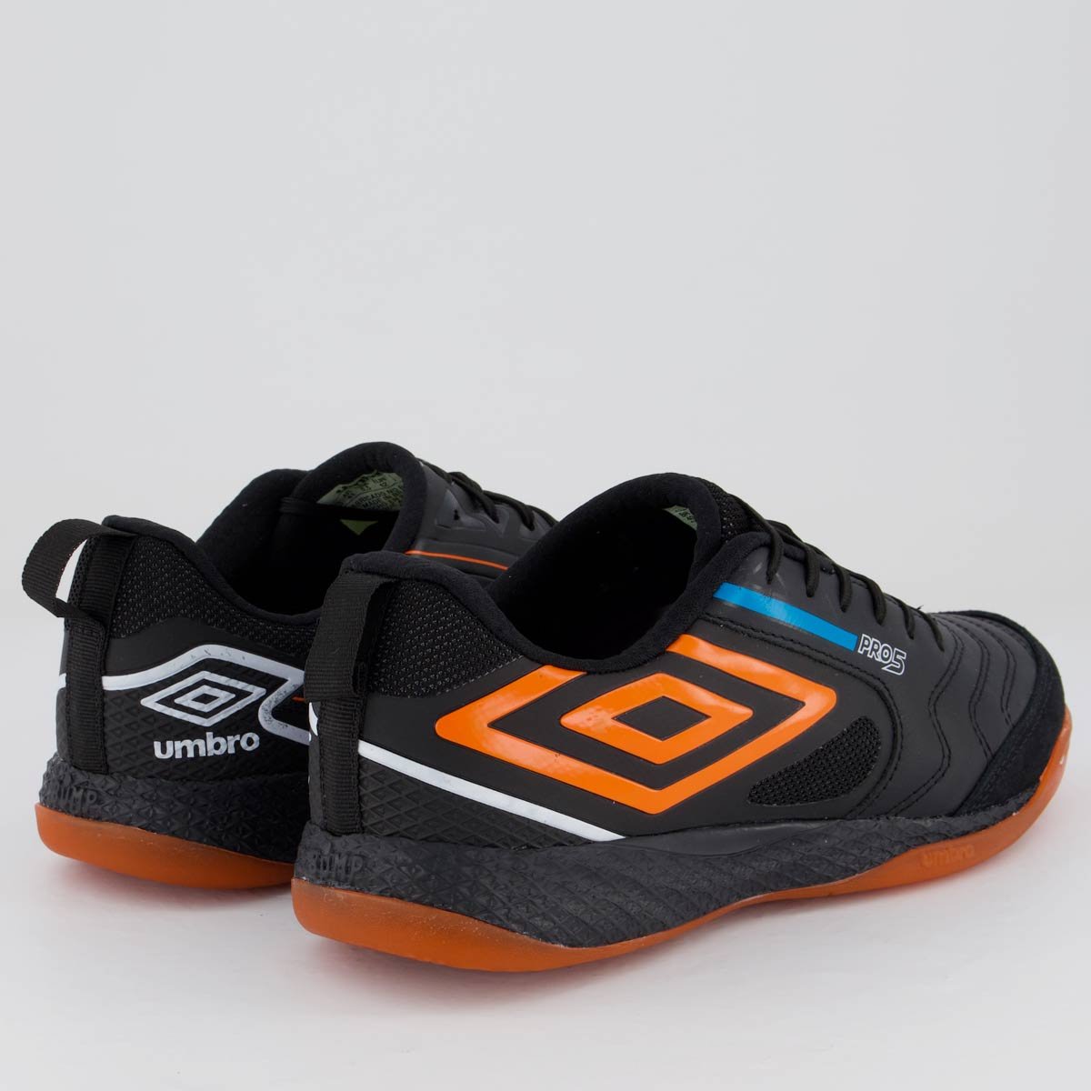 Chuteira Umbro Pro 5 Bump Futsal Preta e Laranja Preto/Laranja 3