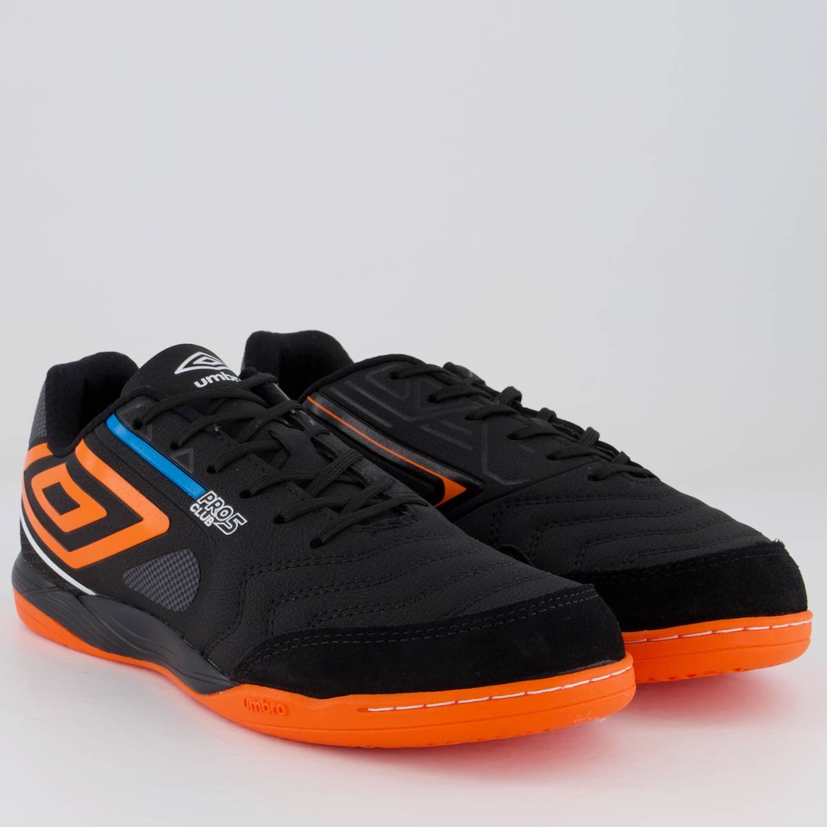 Chuteira Umbro Pro 5 Bump Club Futsal Preta e Laranja Preto/Laranja 2