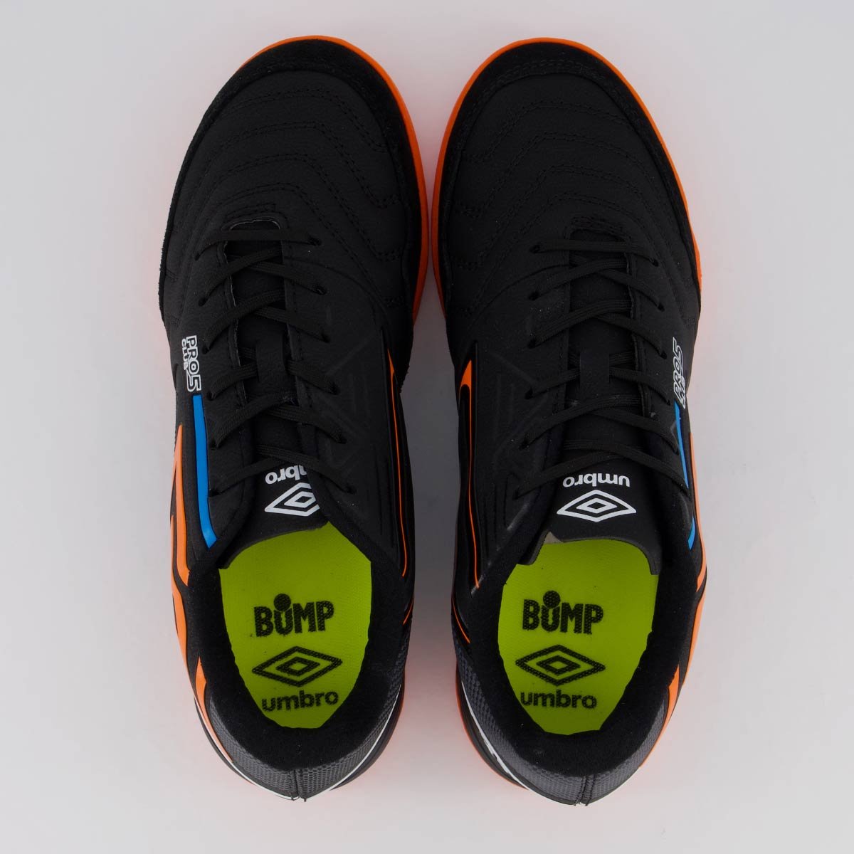 Chuteira Umbro Pro 5 Bump Club Futsal Preta e Laranja Preto/Laranja 4