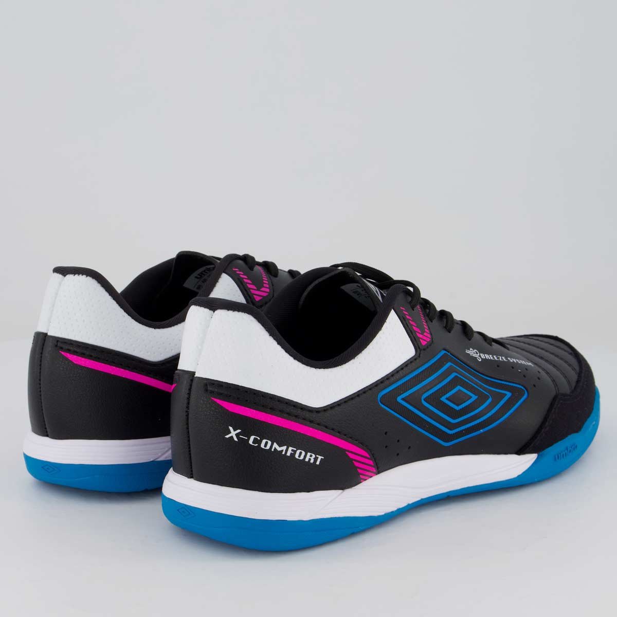 Chuteira Umbro X-Comfort Futsal Preta e Azul Preto/Azul