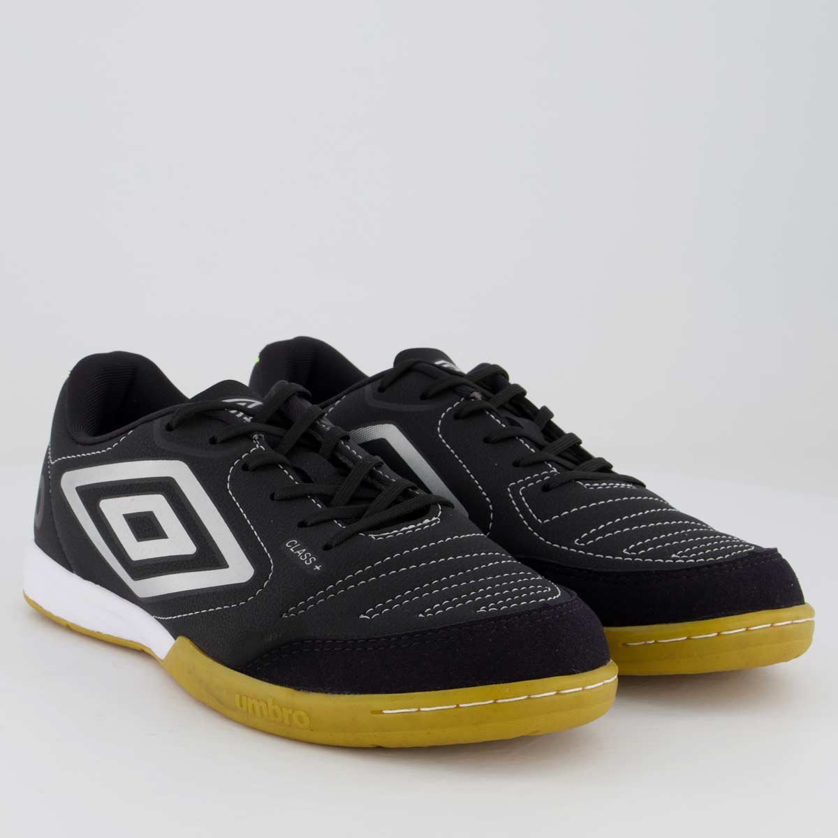 Chuteira Umbro Class+ Futsal Preta e Lime Preto/Verde