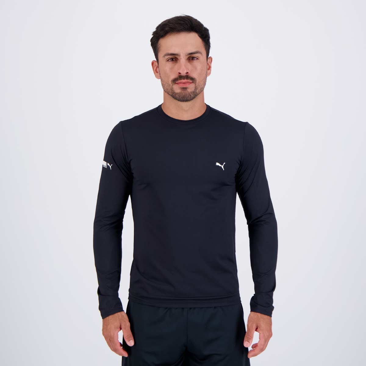 Camiseta Puma Manga Longa UV50+ Preta Preto