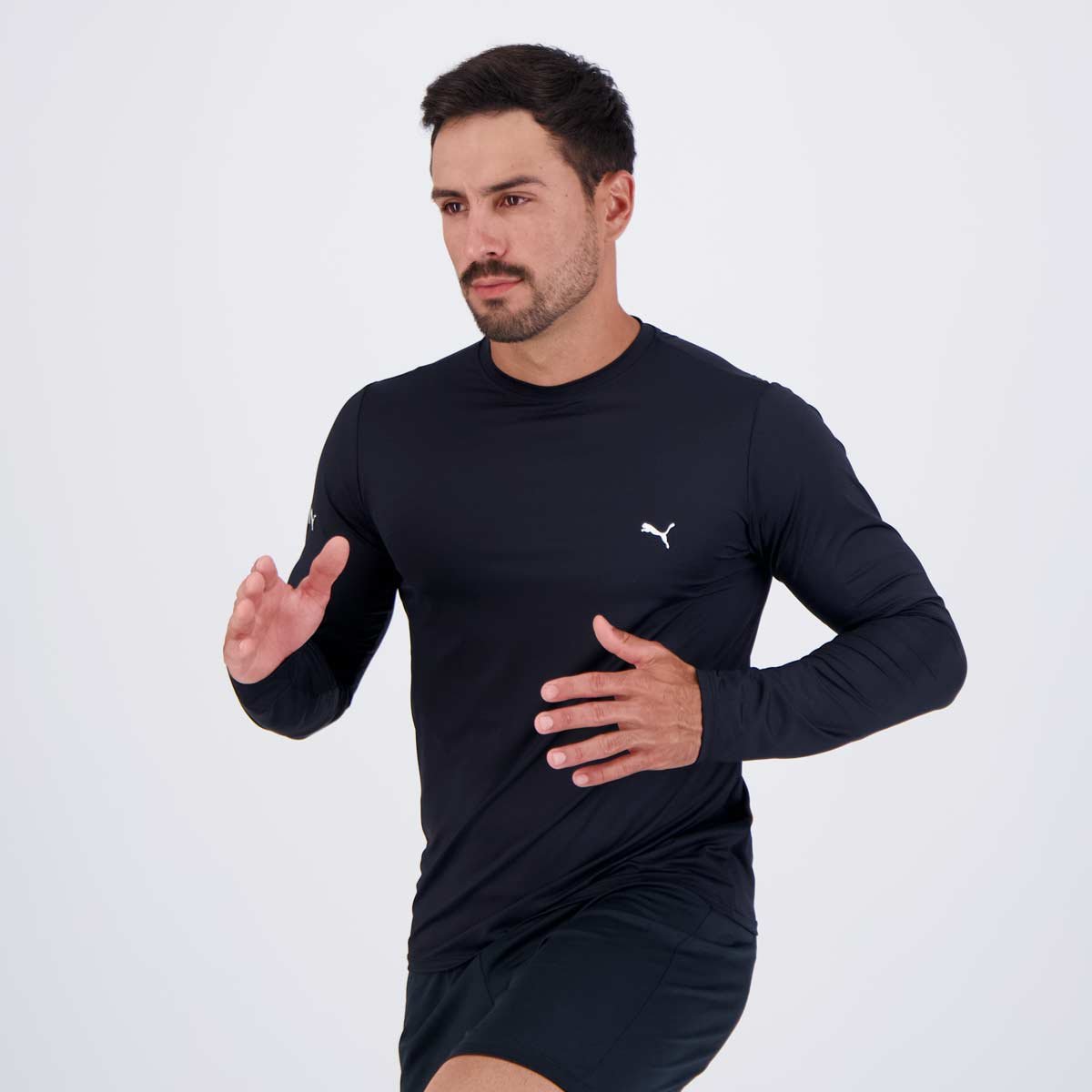 Camiseta Puma Manga Longa UV50+ Preta Preto 7