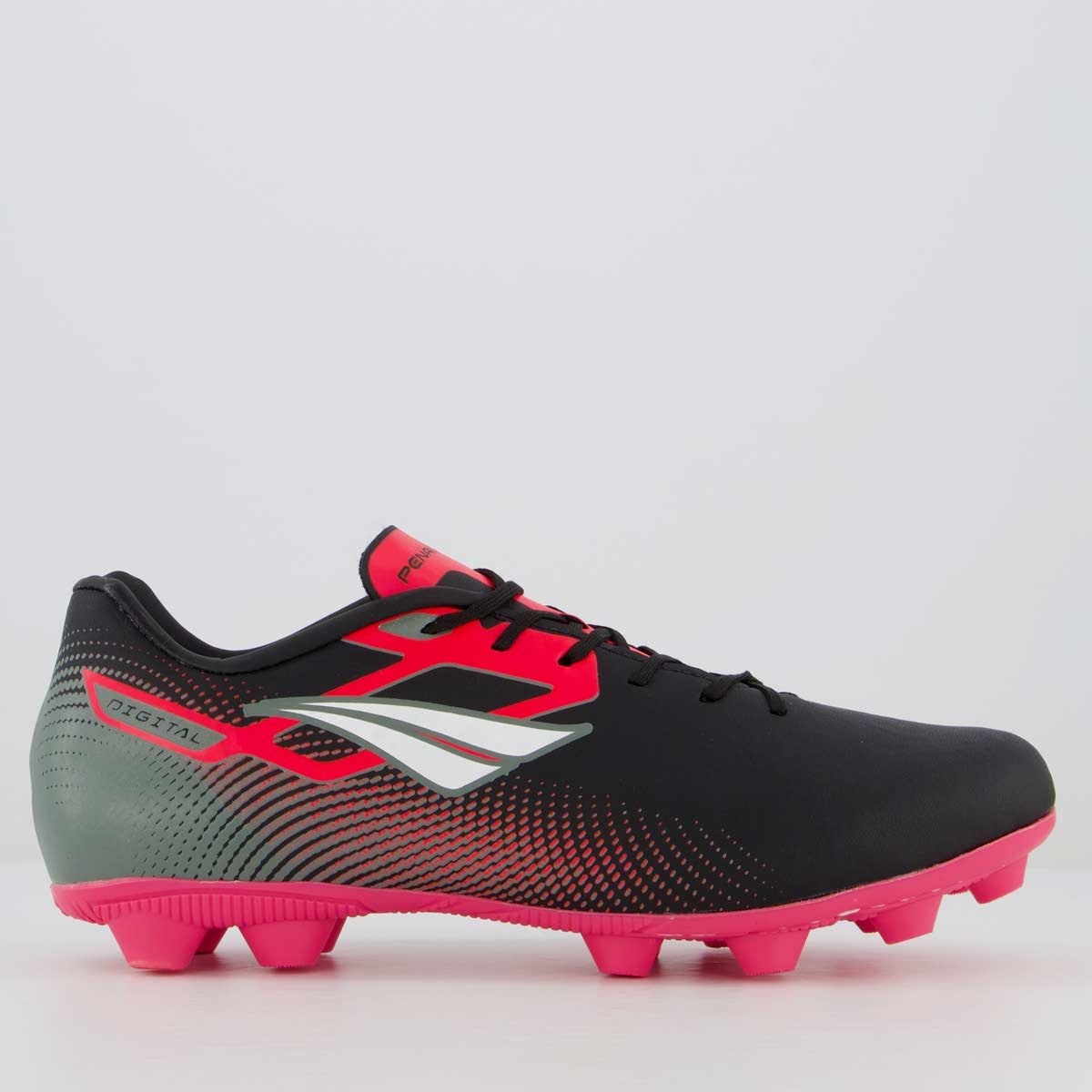 Chuteira Penalty Digital Y-1 Campo Preta e Rosa Preto/Rosa 1