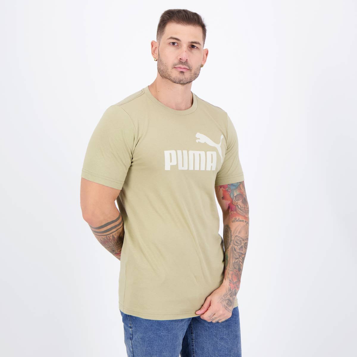 Camiseta Puma ESS Big Logo Bege Bege 2