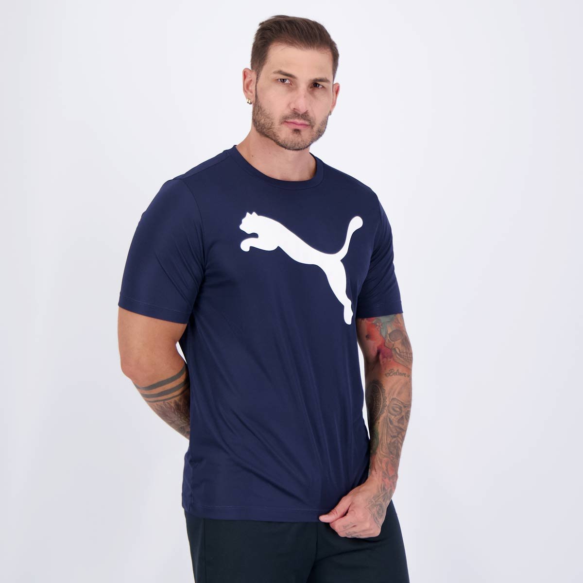 Camiseta Puma Active Big Logo Azul Marinho Marinho