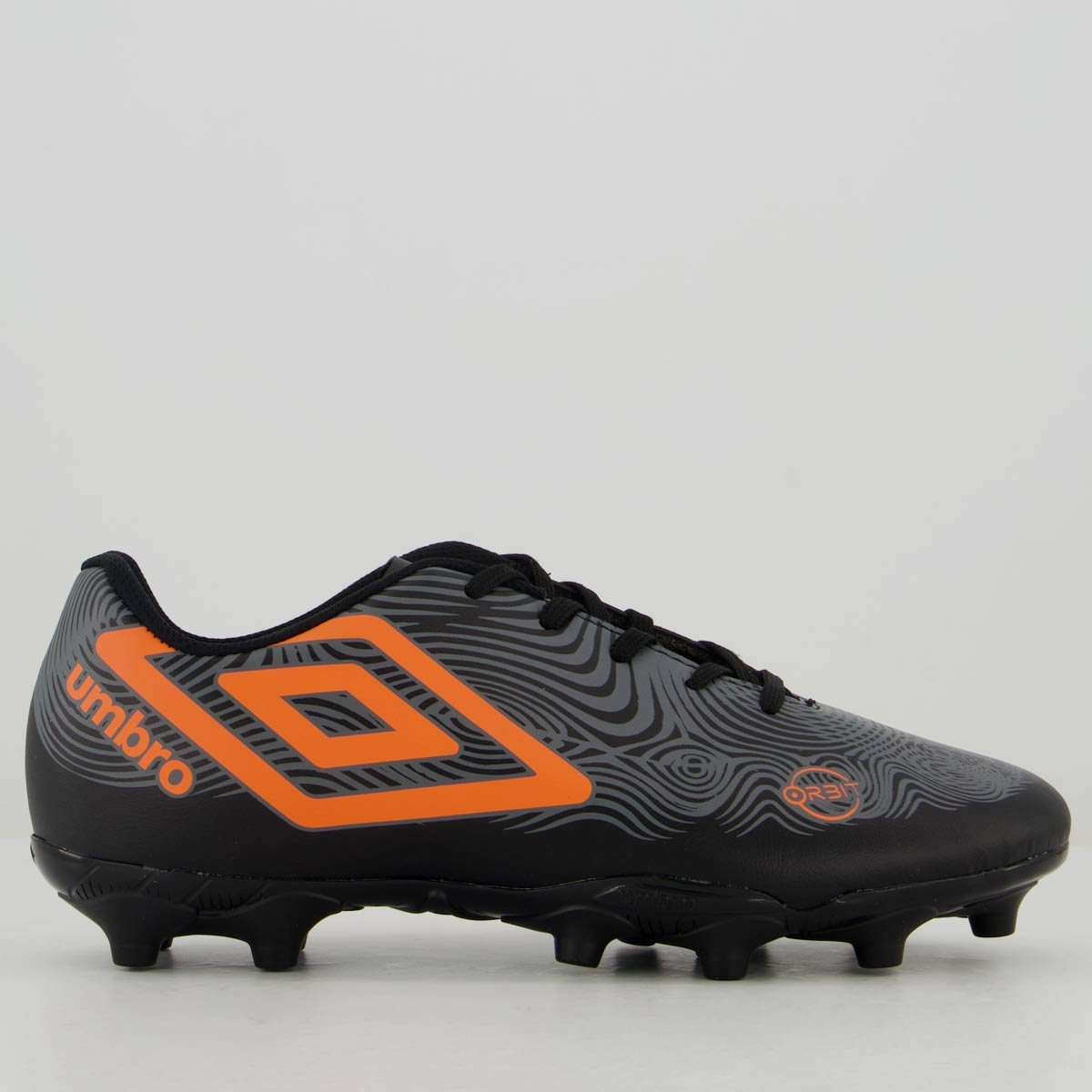 Chuteira Umbro Orbit Campo Juvenil Preta e Laranja Preto/Laranja 1