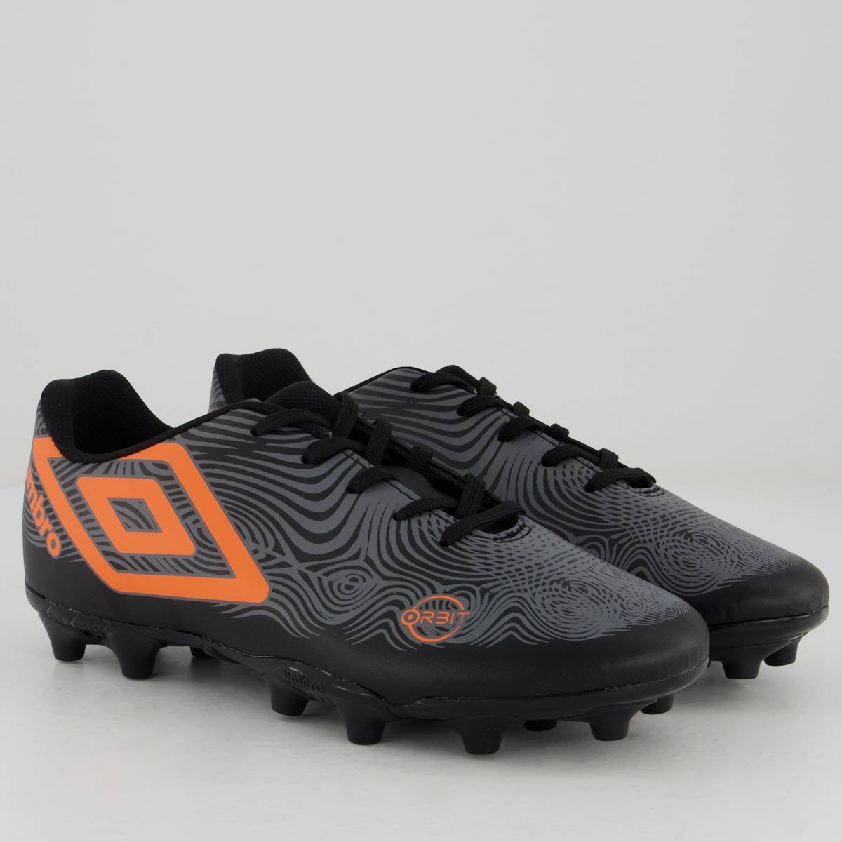 Chuteira Umbro Orbit Campo Juvenil Preta e Laranja Preto/Laranja 2