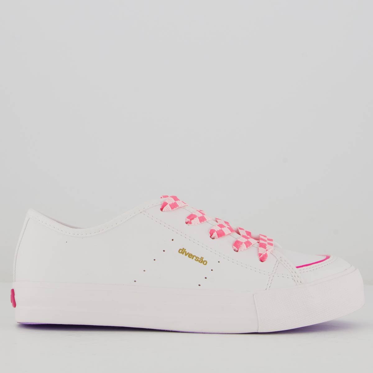 Tênis Diversão Mini Roos Juvenil Branco e Rosa
