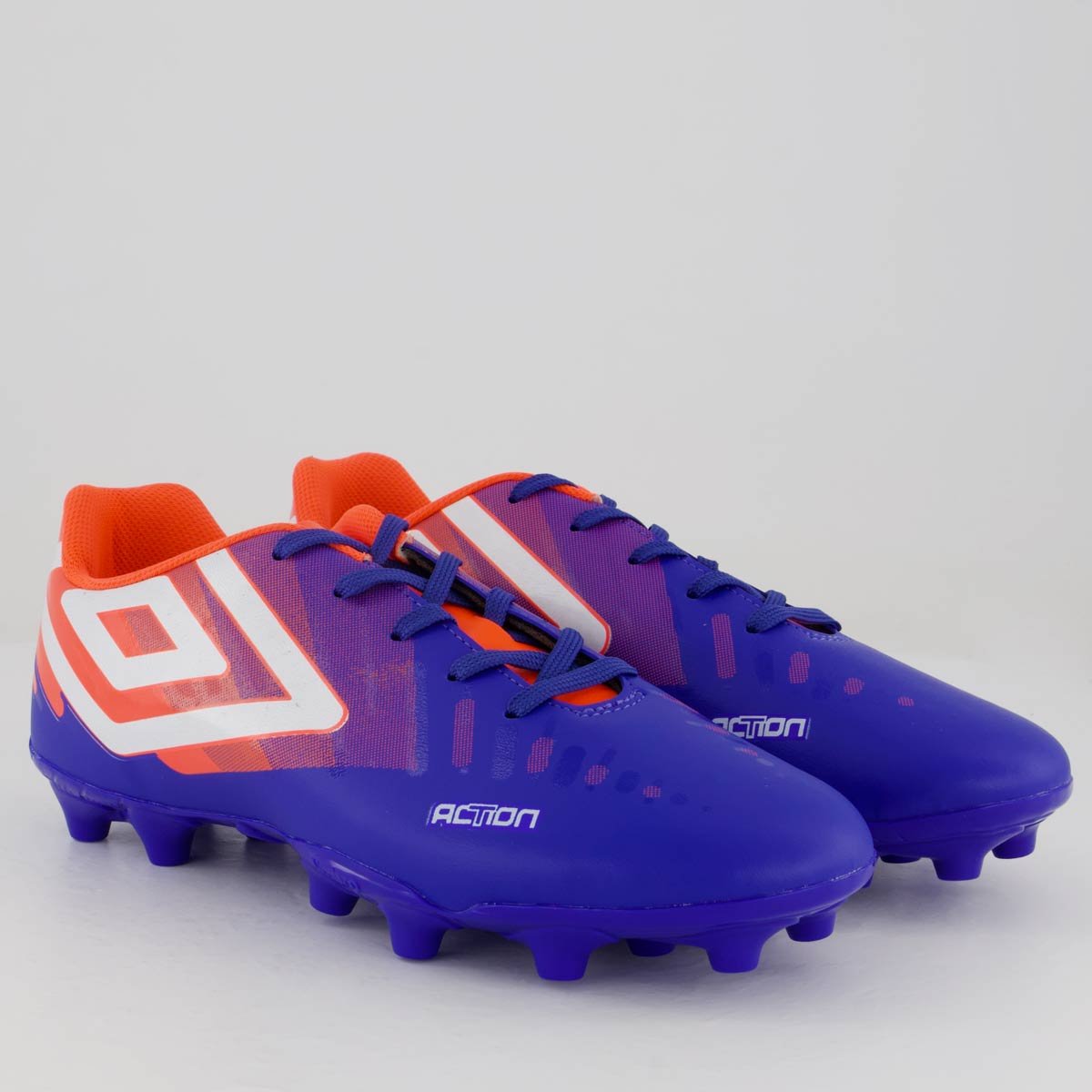 Chuteira Umbro Action Campo Azul e Laranja Azul/Laranja 2