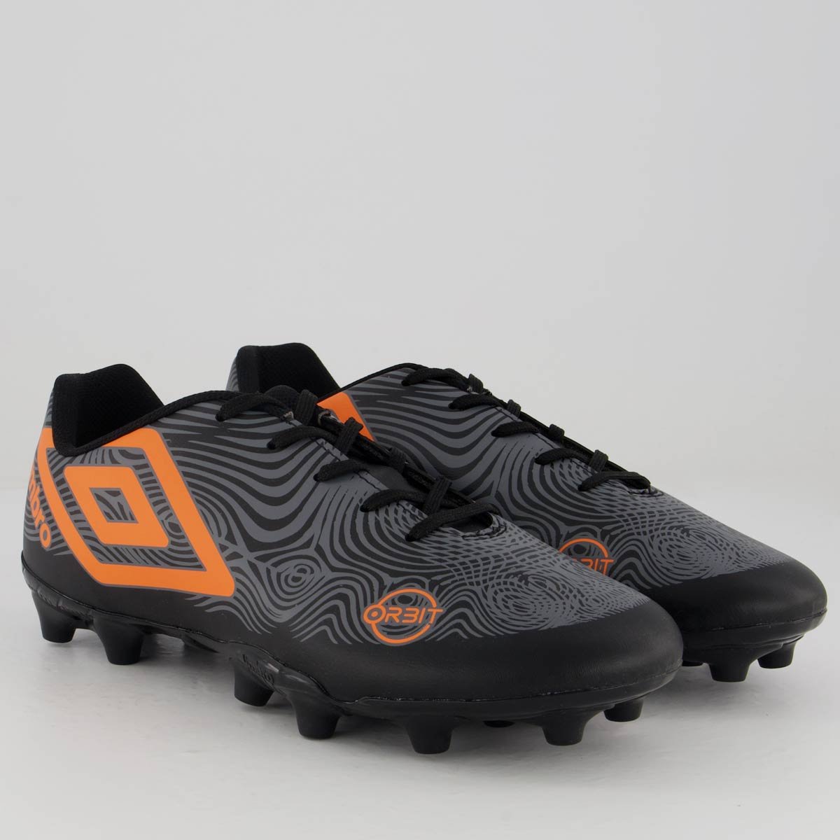 Chuteira Umbro Orbit Campo Preta e Laranja Preto/Laranja 2