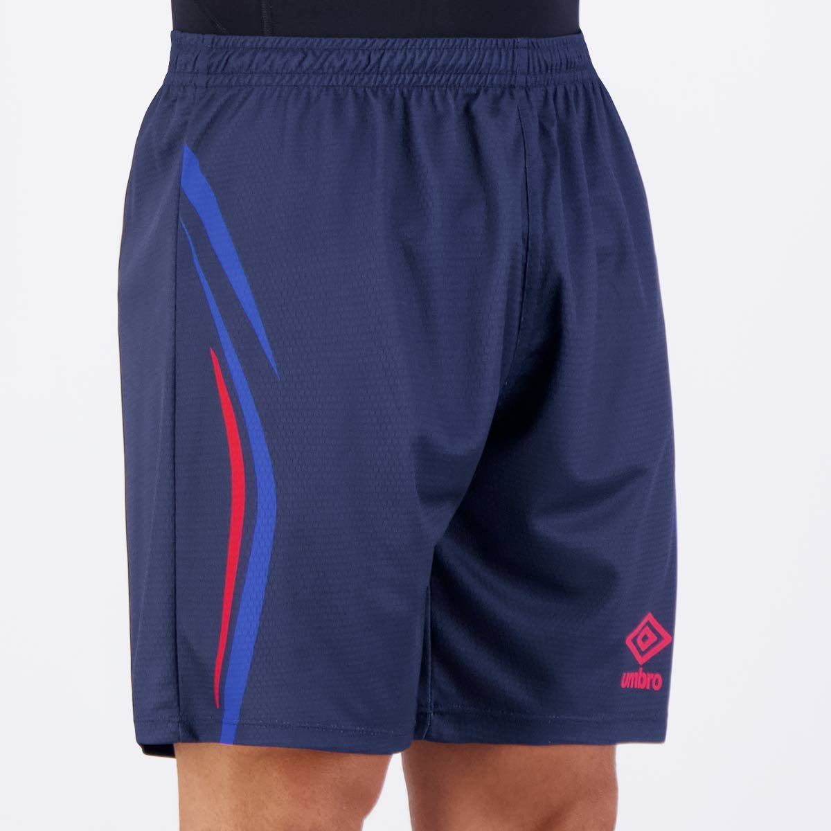 Calção Umbro Rush Marinho e Vermelho Azul 2