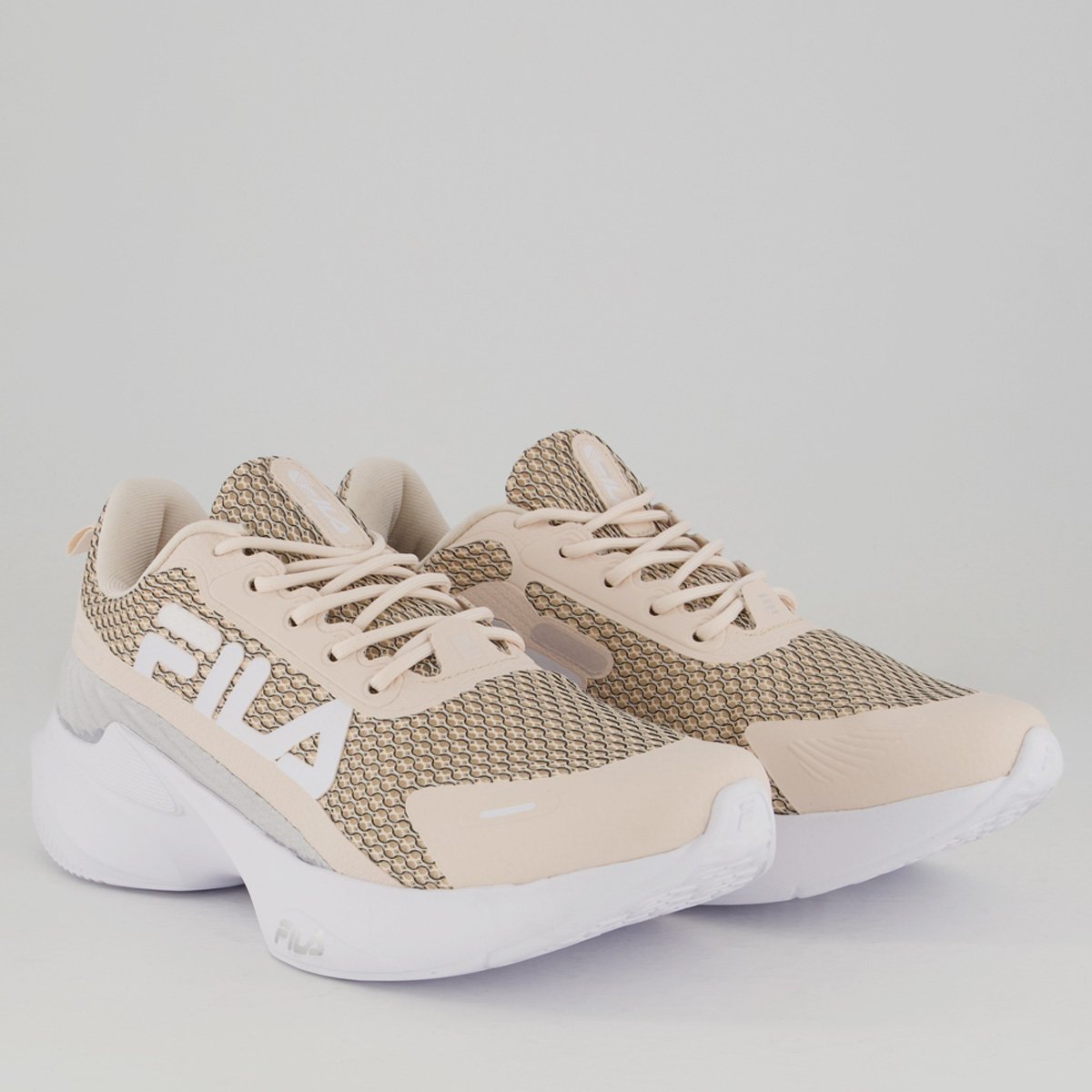 Tênis Fila Progress Lite Feminino Rosa e Cinza Creme 2