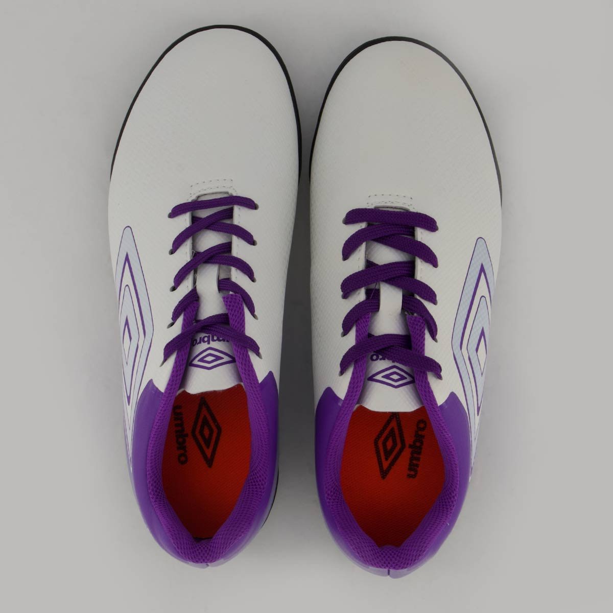 Chuteira Umbro Adamant Top Speed Society Juvenil Branca e Roxa Banco/Roxo 4