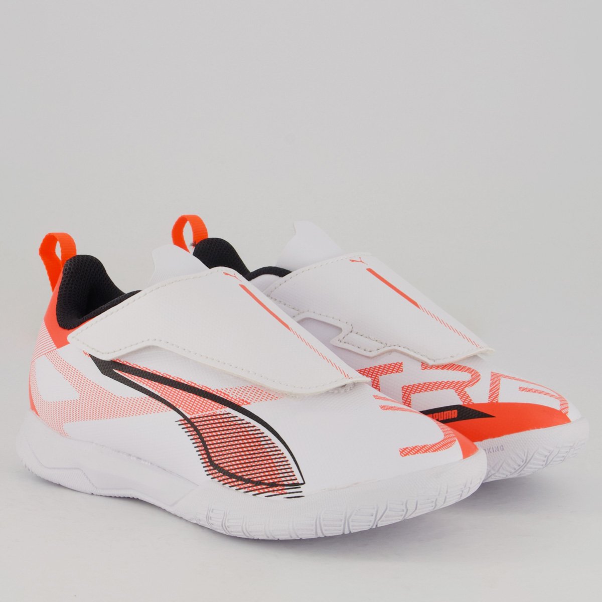 Chuteira Puma Ultra 5 Play V IT Futsal Infantil Branca e Laranja Branco/Laranja 2