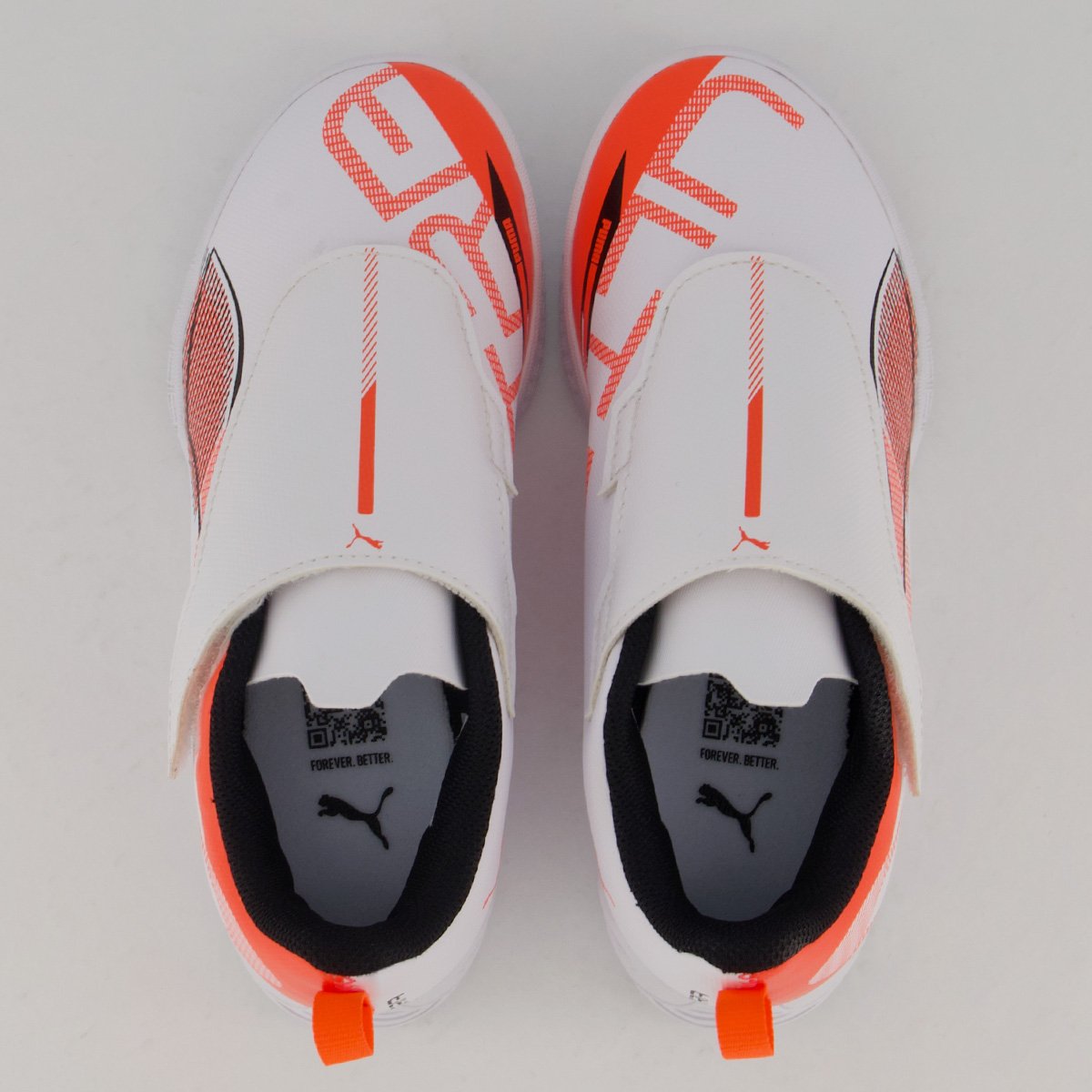 Chuteira Puma Ultra 5 Play V IT Futsal Infantil Branca e Laranja Branco/Laranja 4