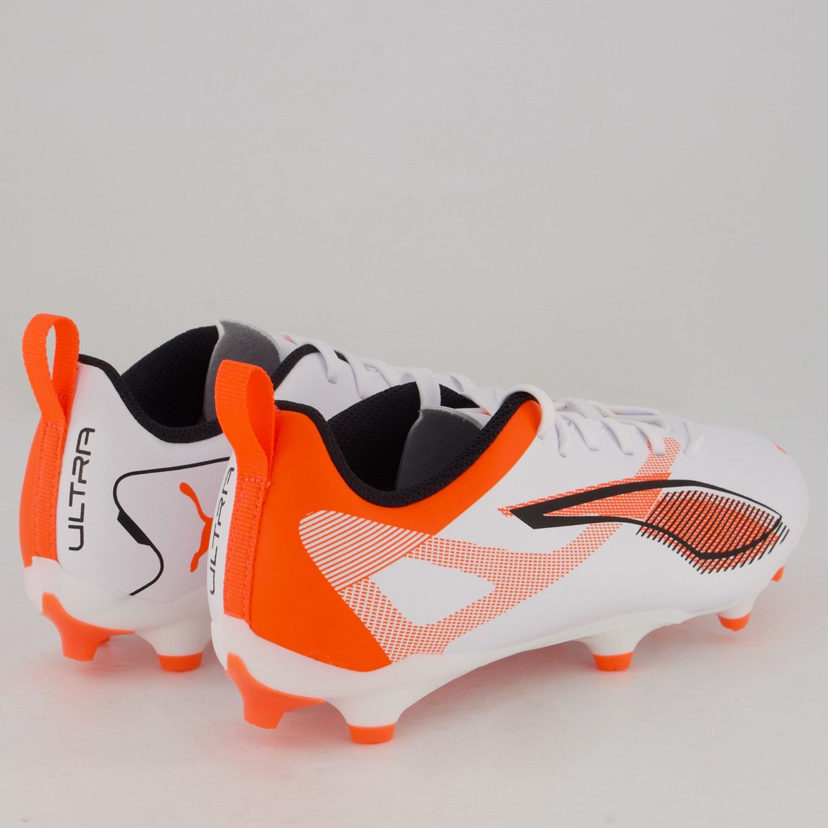 Chuteira Puma Ultra 5 Play FG/AG Campo Juvenil Branca e Laranja Branco/Laranja 2
