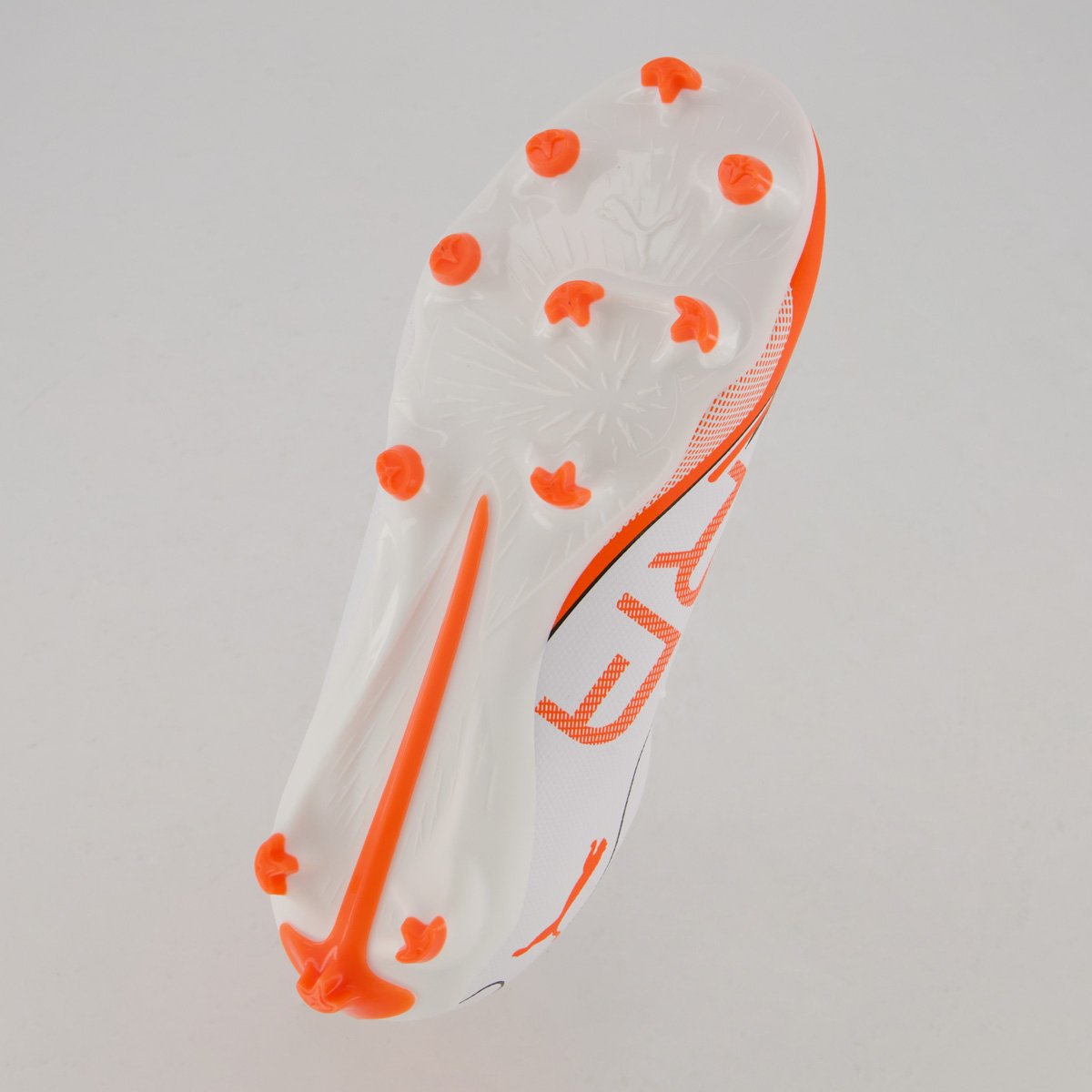 Chuteira Puma Ultra 5 Play FG/AG Campo Juvenil Branca e Laranja Branco/Laranja 3