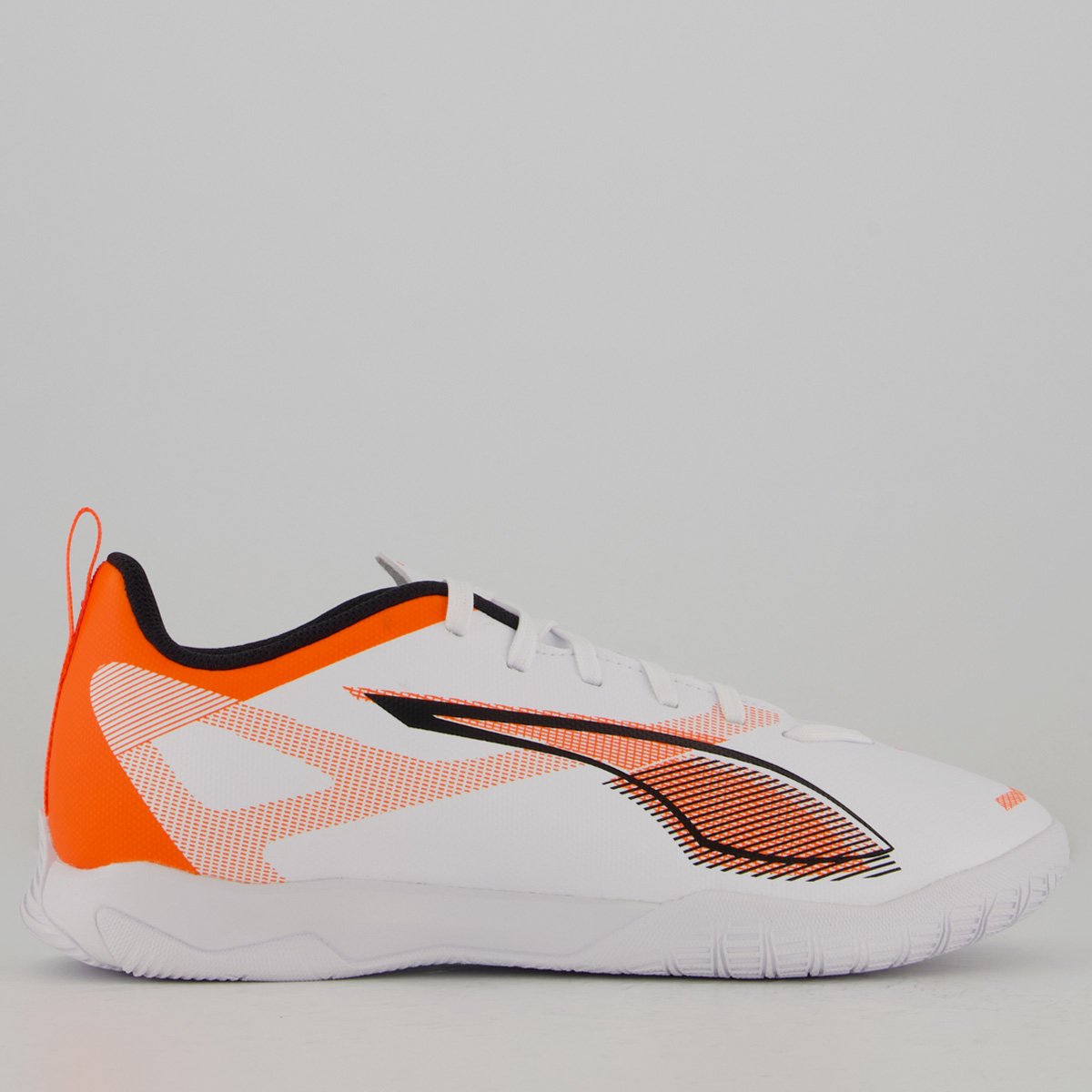 Chuteira Puma Ultra 5 Play IT Futsal Juvenil Branca e Laranja