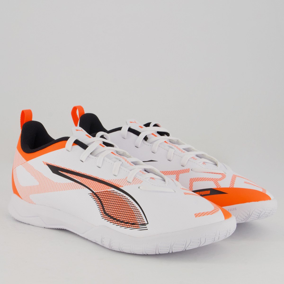 Chuteira Puma Ultra 5 Play IT Futsal Juvenil Branca e Laranja Branco/Laranja 2